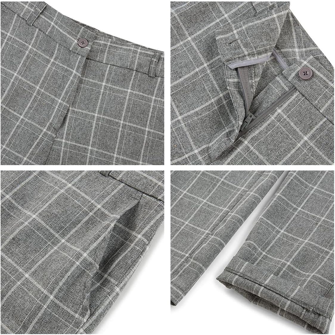 MODFUL Women's 2 Piece Business Plaid Suit Set Office One Button Slim Fit Blazer with Pant - Image 6