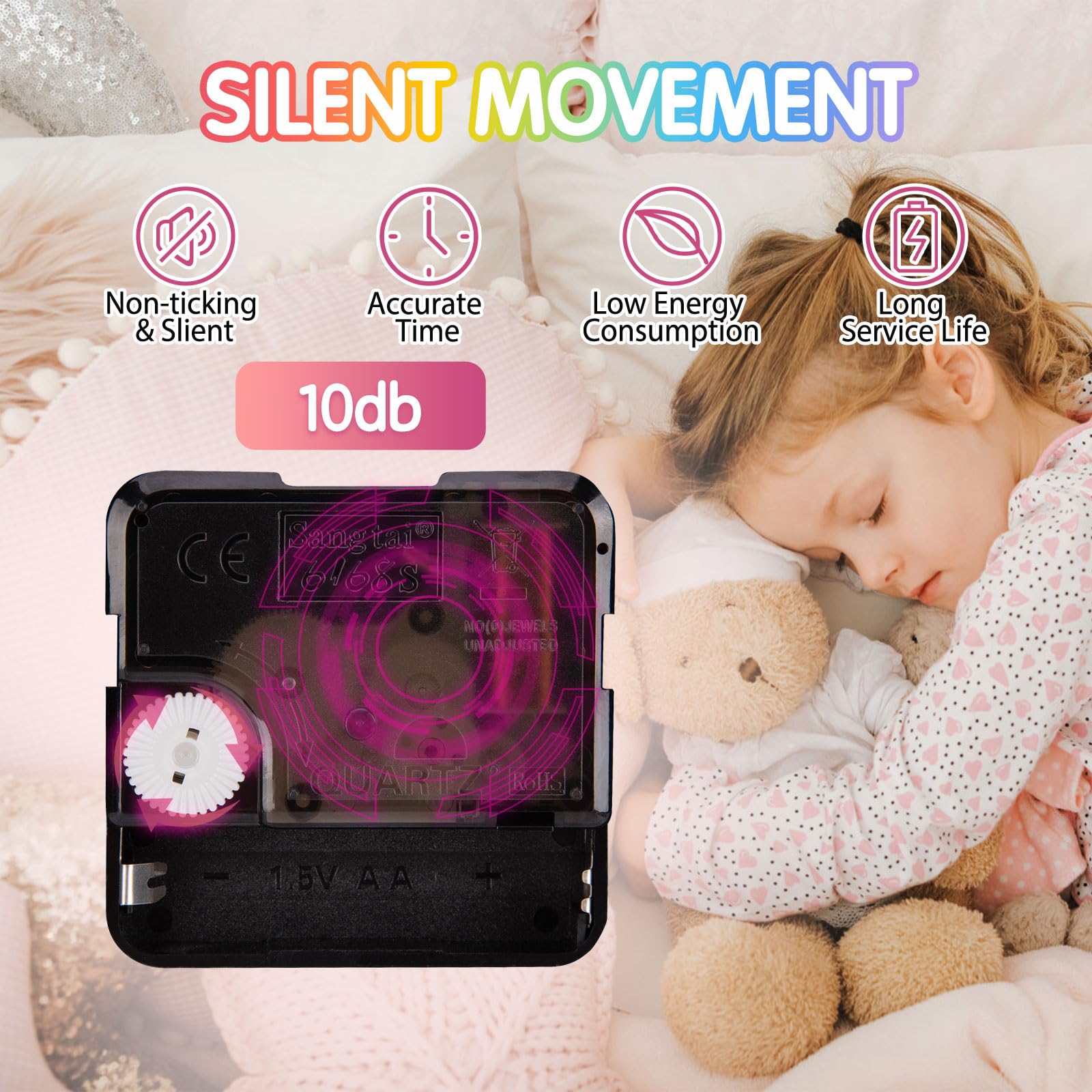 Orologio da Parete Bambini, Orologio da Muro Silenzioso 30cm, Orologio Parete Moderno, Decorazioni da Parete, Imparare a Leggere per Camera da Letto, Cameretta, Bambino