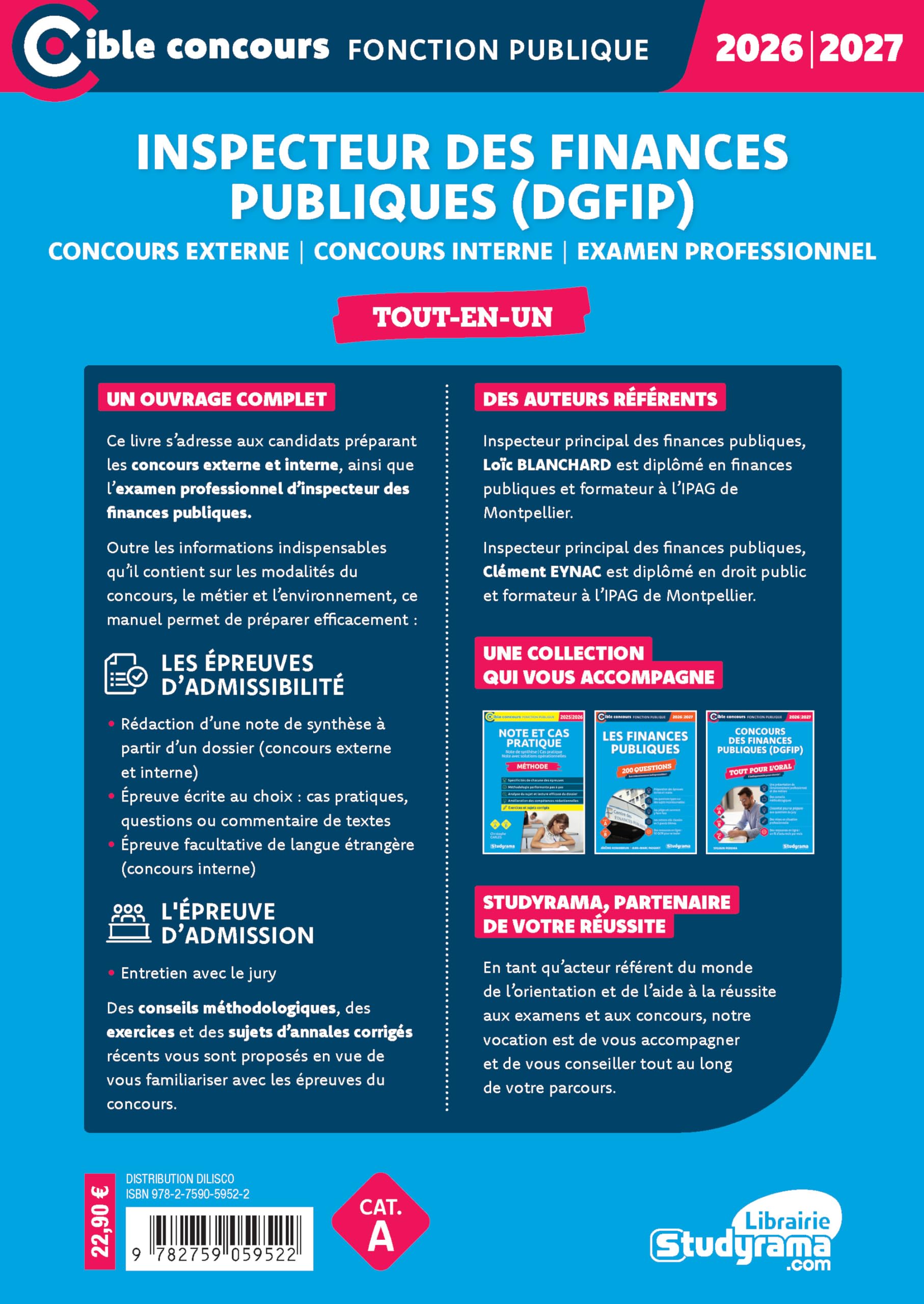 Inspecteur des finances publiques (DGFiP) – Tout-en-un (Catégorie A – Concours 2026-2027): Concours externe – Concours interne – Examen professionnel
