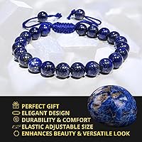 Vista 4 de Adjustable Crystal Bracelet – Gemstone Bead Bracelet with Adjustable Macrame String – Chic Gemstone Bracelet for Men and Women – 8mm Round Healing