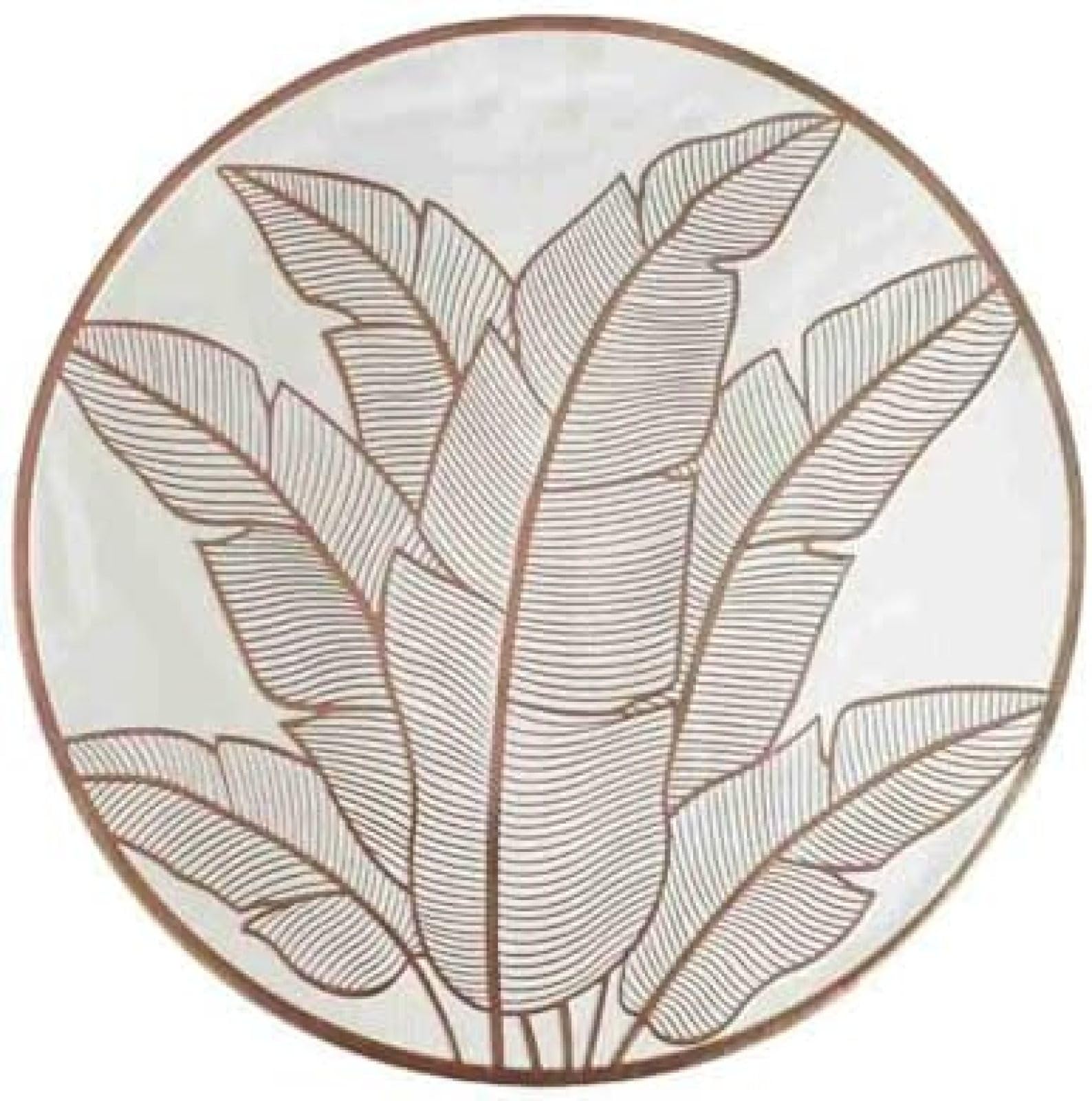 Set de table rond motif feuilles tropicales en PVC blanc et rose 38 cm