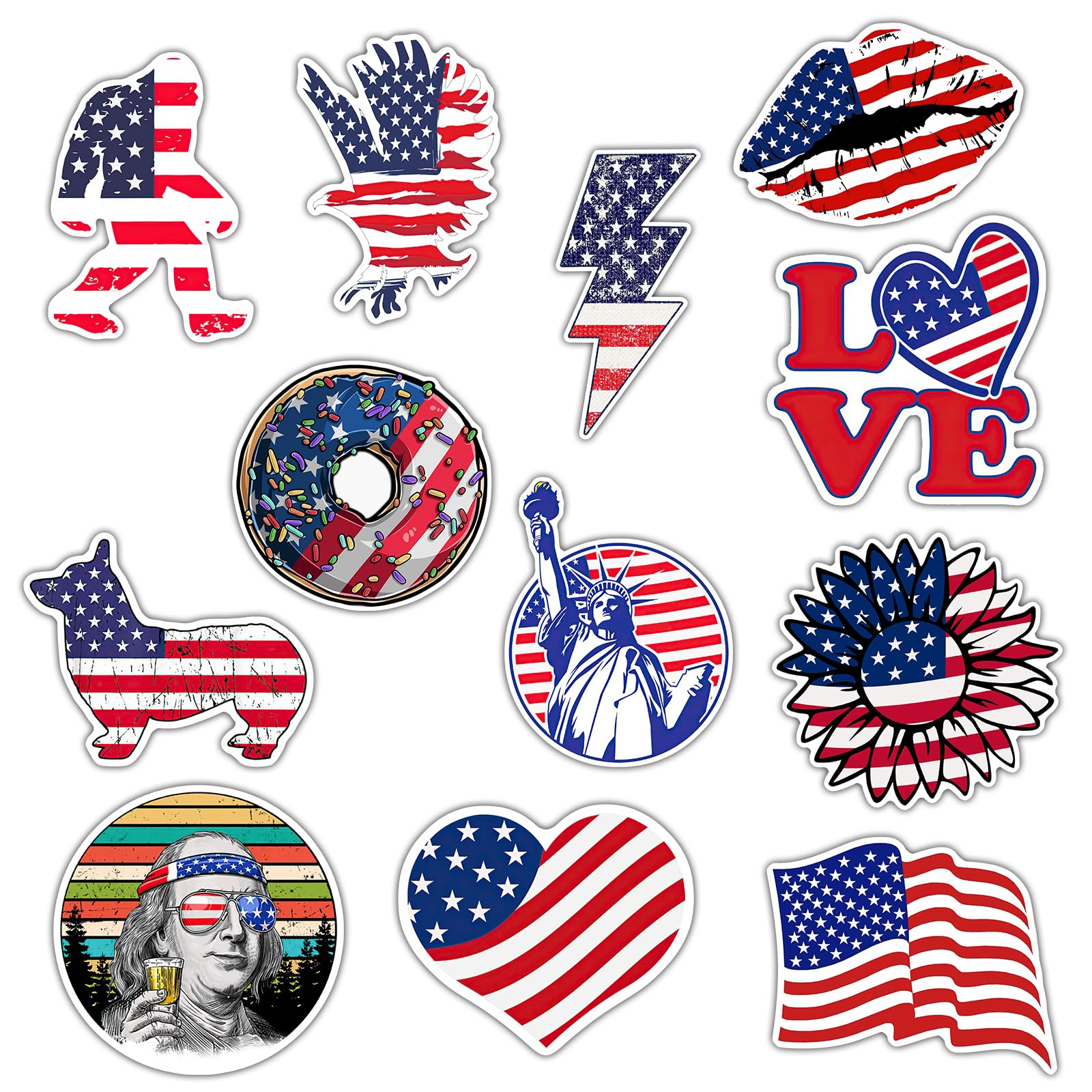 GTOTd American Flag 4th of July Car Accessories Decoration Fridge Magnet（12 Pack） Patriotic Souvenirs Merch Party Supplies Gifts Cruise Door Room