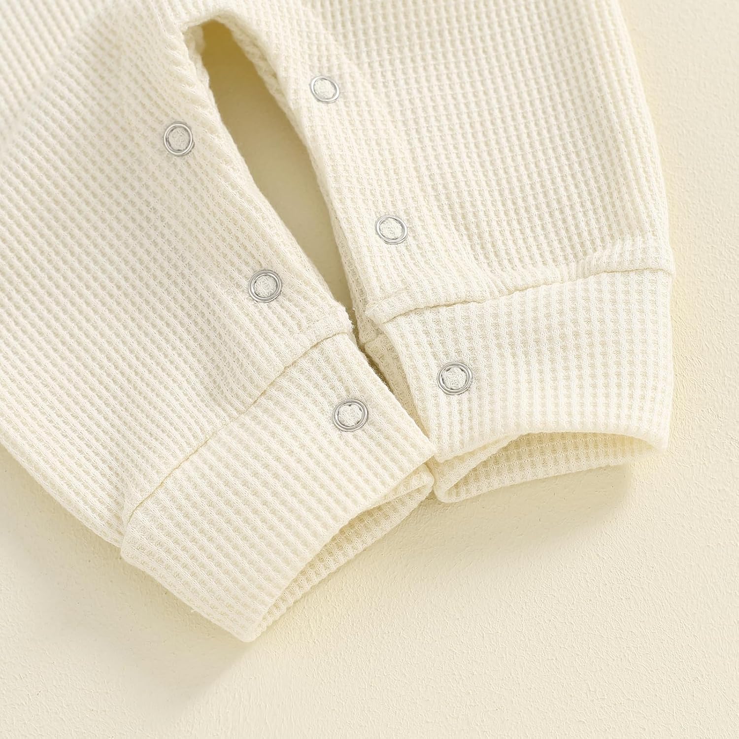 Lesimsam Newborn Baby Boy Waffle Knit Collared Romper Jumpsuit Solid Button Long Sleeve Bodysuit One-Piece Fall Winter Outfit - Image 7