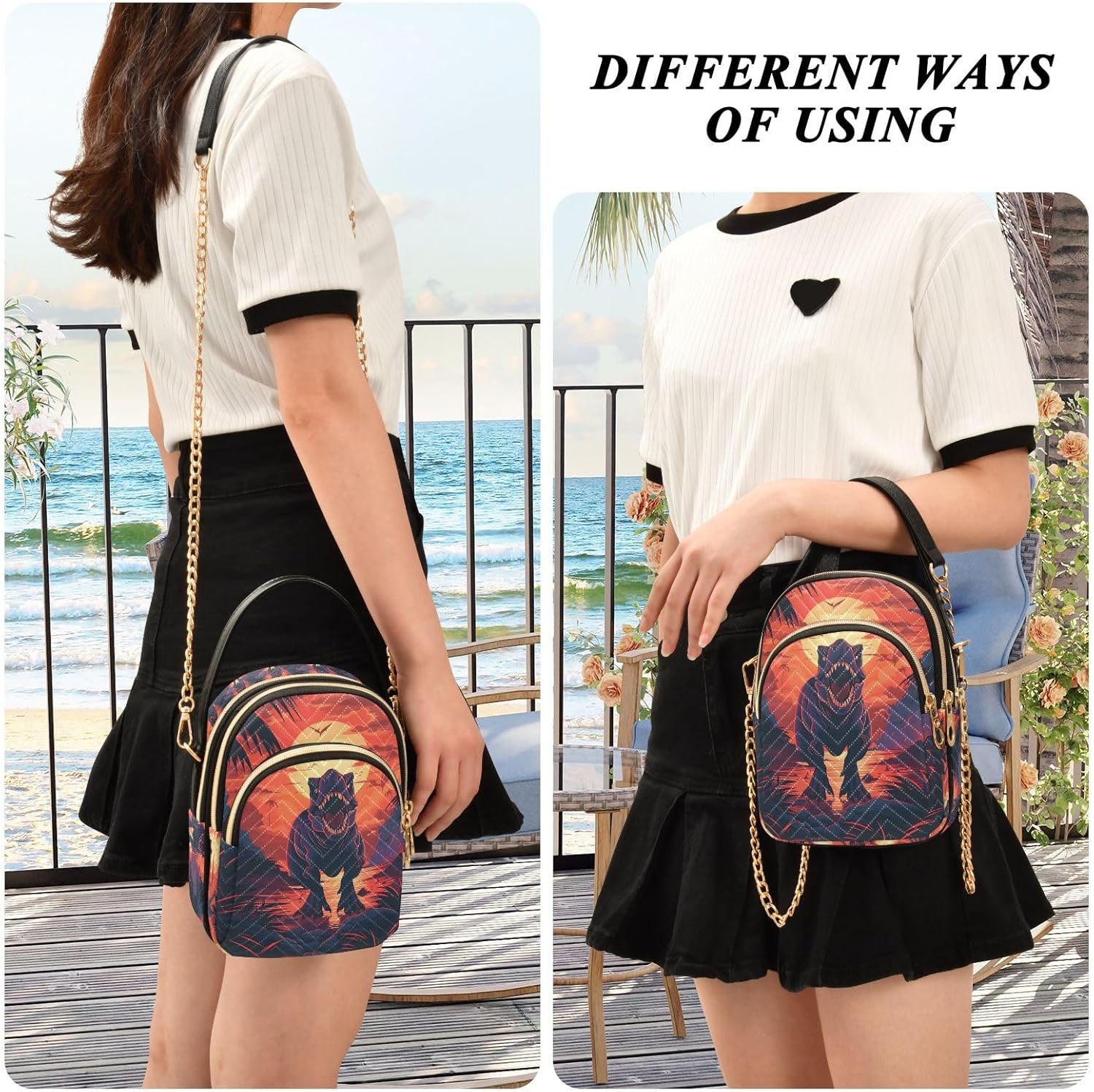 senya Pink Black Leopard Crossbody Handbags for Women Casual Leather Shoulder Phone Purse