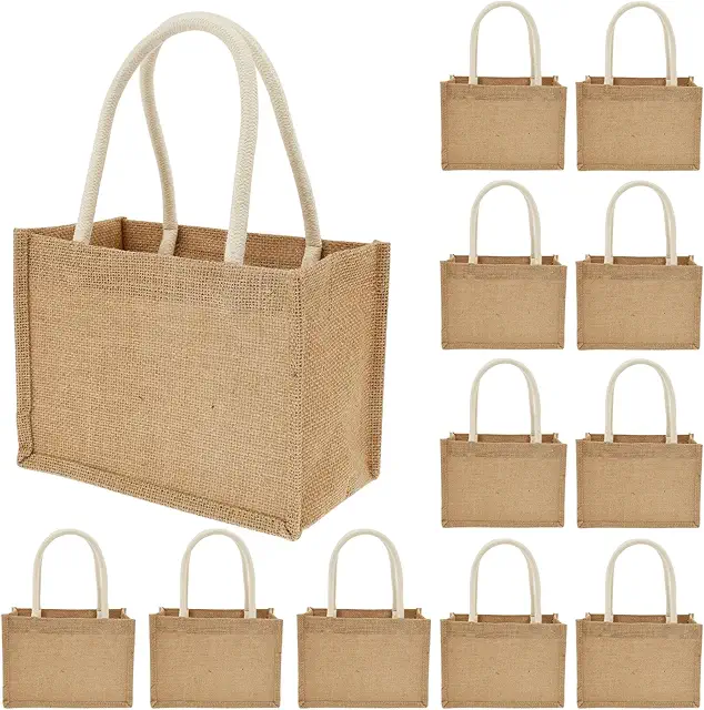 12 wiederverwendbare Jute-Tragetaschen, Großpackung für Küche, DIY, Kunsthandwerk