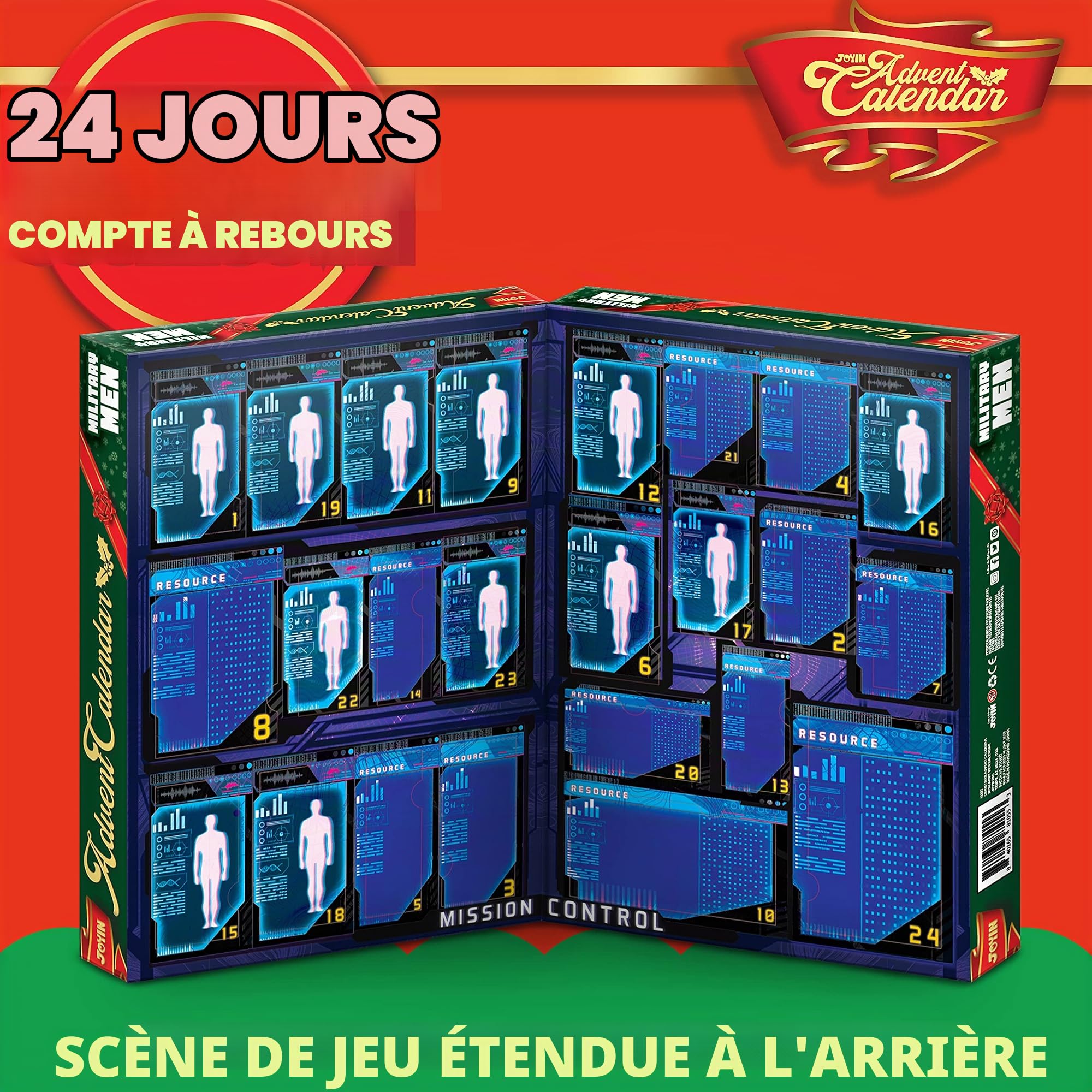 JOYIN 2025 Calendrier de l'Avent de Noël avec l'homme de l'armée militaire compte à rebours de 24 jours avec des figurines d'action de soldat, jouets de Noël cadeau pour garçons enfants