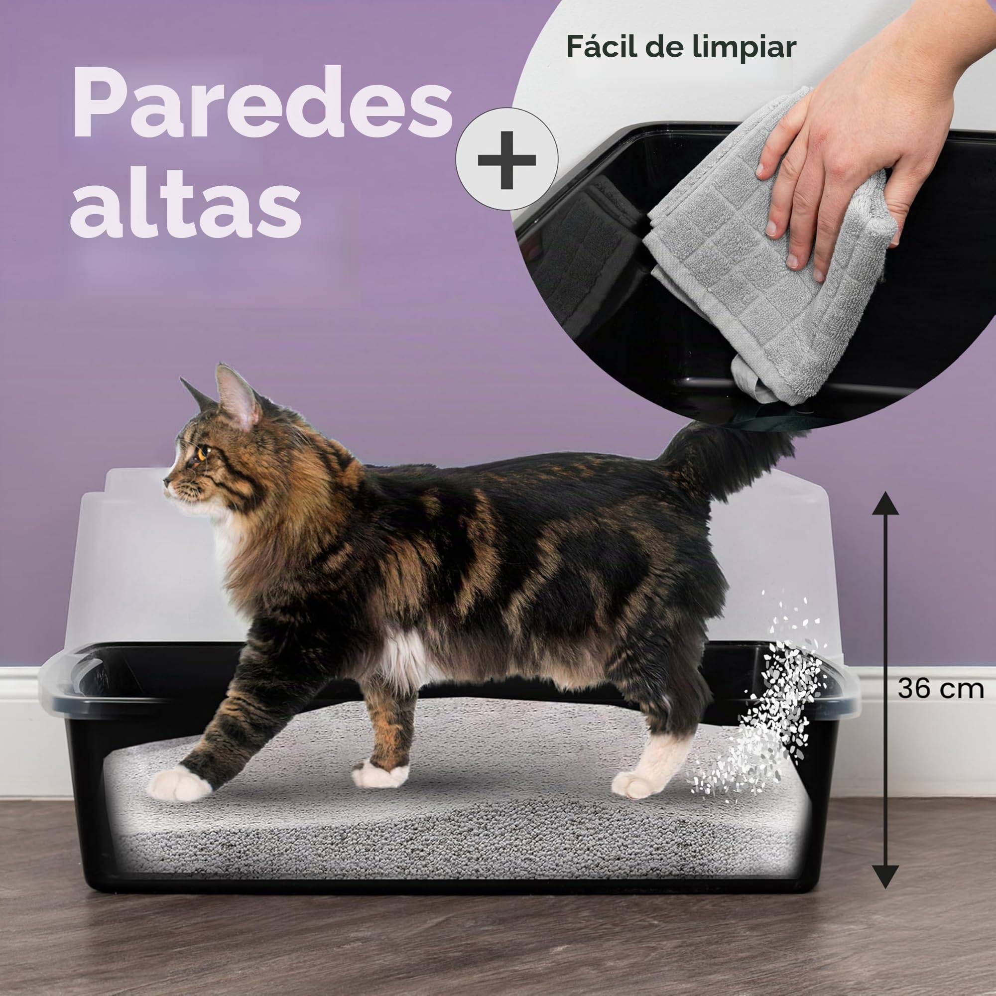 IRIS USA - Caja de arena extragrande para gatos grandes y hogares con múltiples gatos, protector de dispersión de cara alta, fácil de limpiar, 30 pulgadas de largo x 20 pulgadas de ancho x 14 pulgadas
