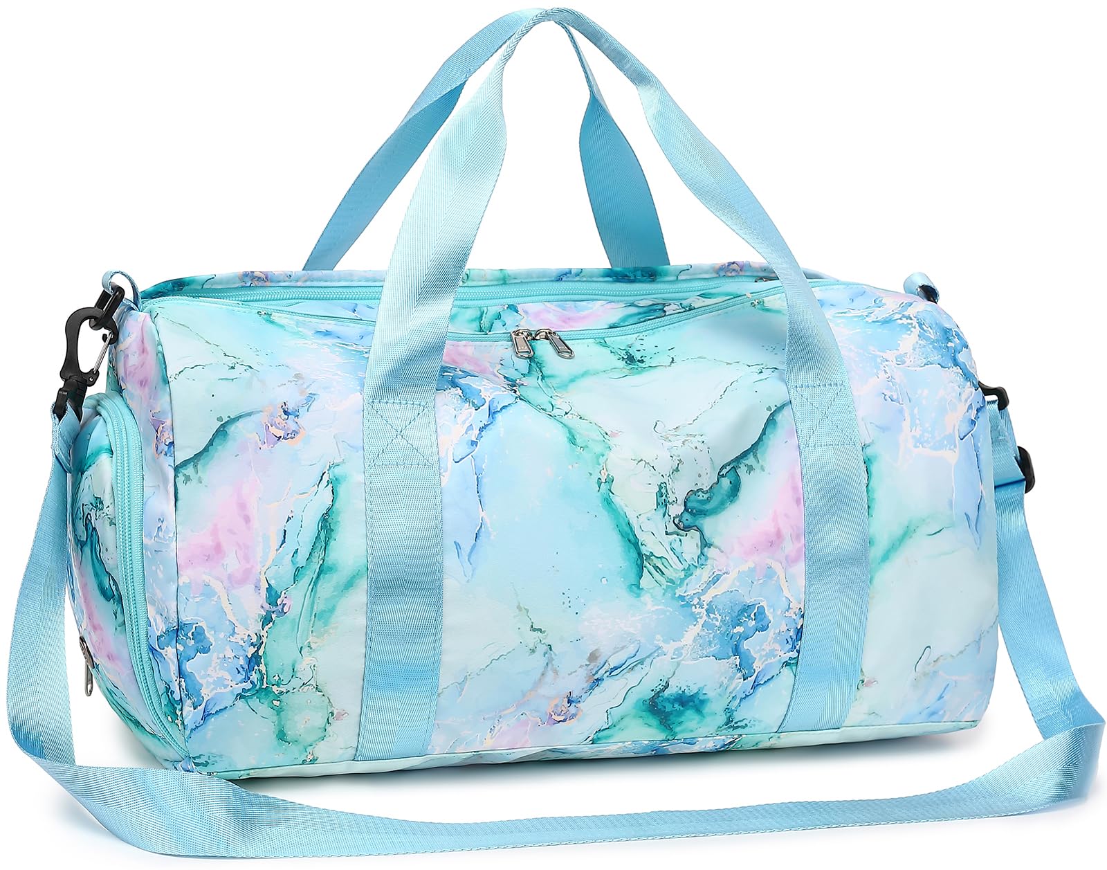 LEDAOU Marble 74 Multi-Purpose Duffel Bag, 23L, Polyester, Water Resistant, Zipper Closure, Web Handle, 3 Compartments, Foldable, Shoe Compartment