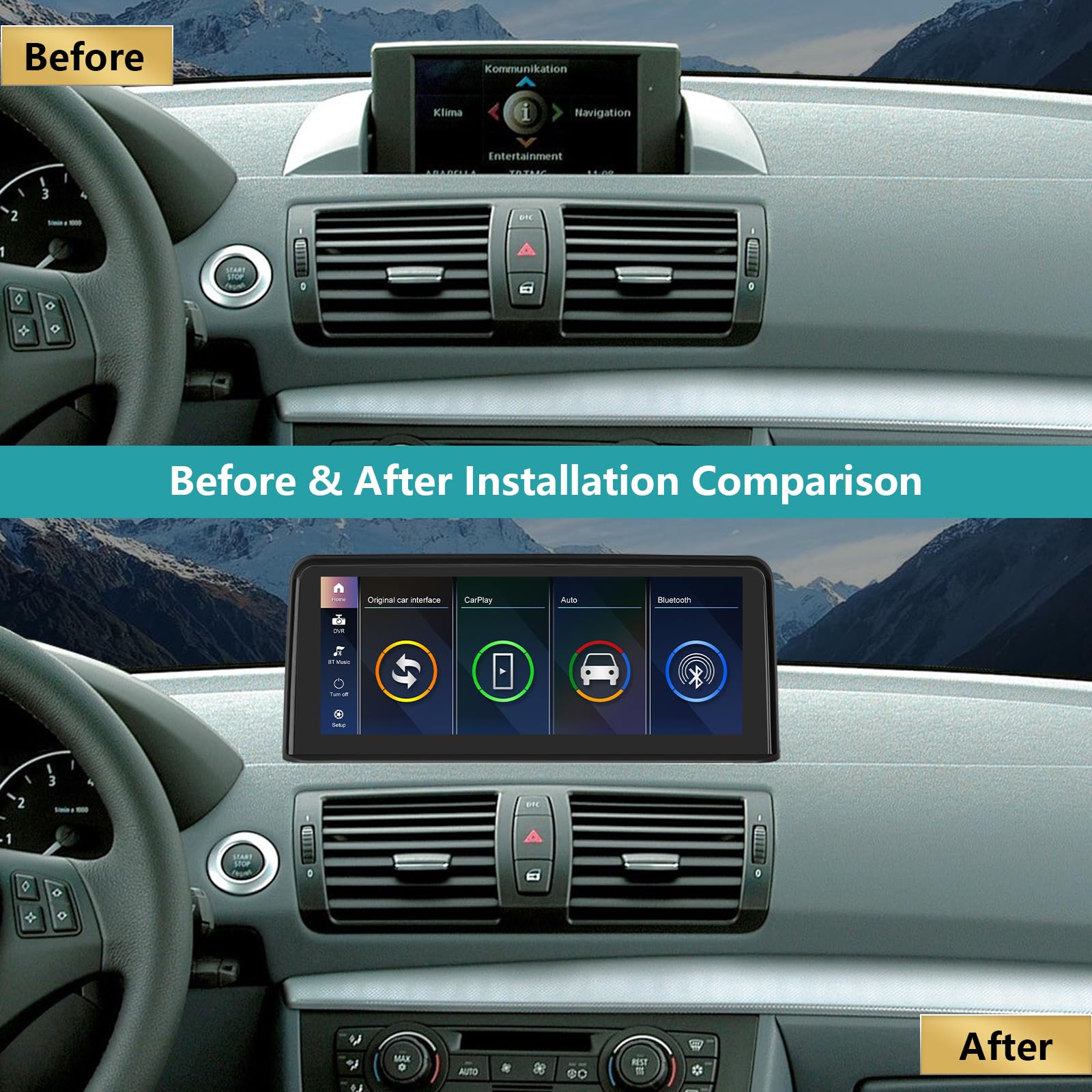 10,25 inch touchscreen Android 14 autoradio voor BMW 1-serie E81/E82/E87/E88 (2004-2008) met CCC-systeem, draadloos CarPlay/Android Auto, originele onderdelen, GPS-navigatie, Mirror Link, HD-scherm