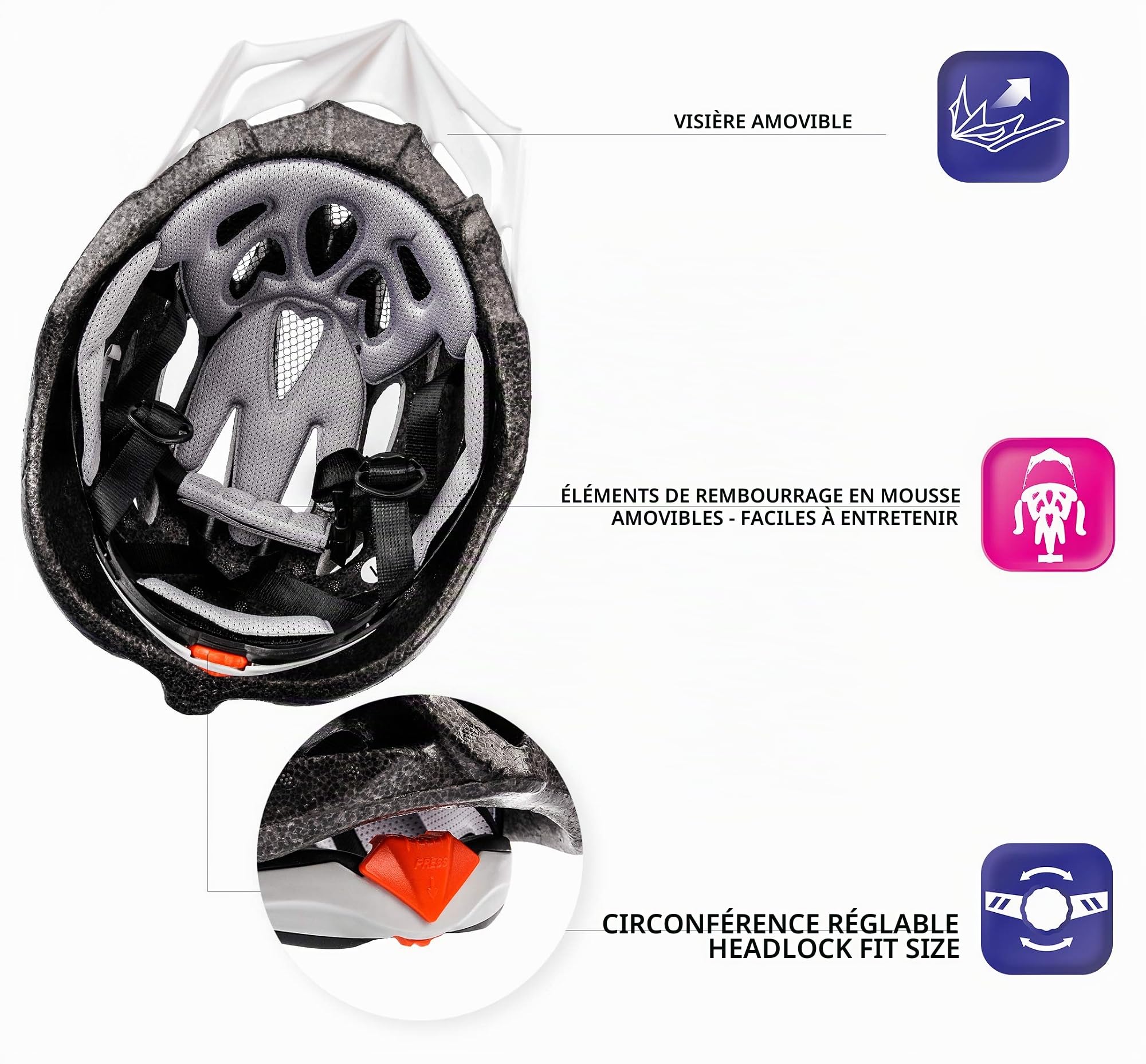 Casque Vélo VTT et VTC Adulte Jeunesse Unisexe Casque de Cyclisme de Réglable de Sport pour BMX Skate Scooter Patines Conçu pour la Sécurité des Utilisateur Drizzle