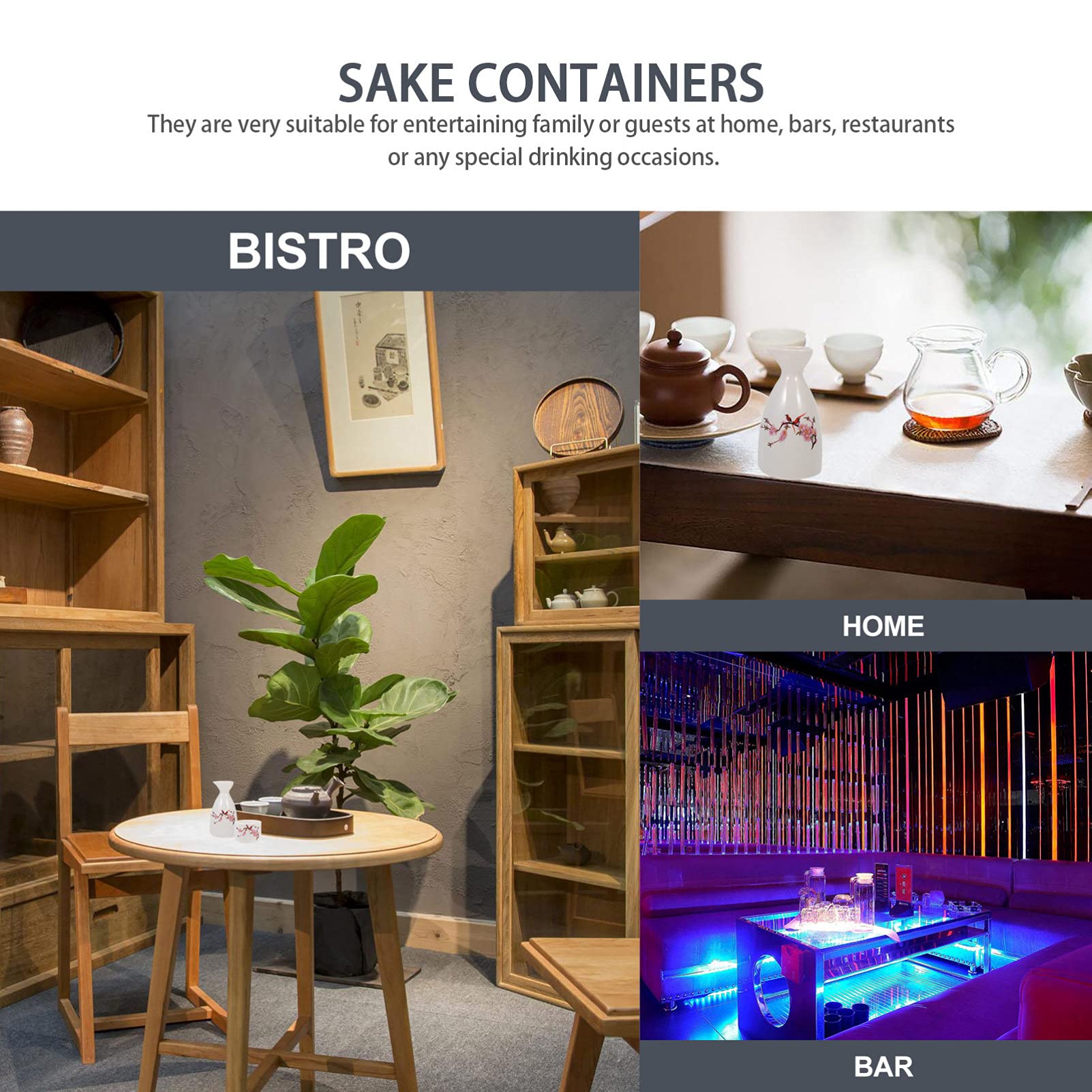 BESTonZON Ceramica Giapponese Sake Set: 1 Porzione Caraffa 6 Tazze Peach Blossom Modello per Sake Caldo O Freddo
