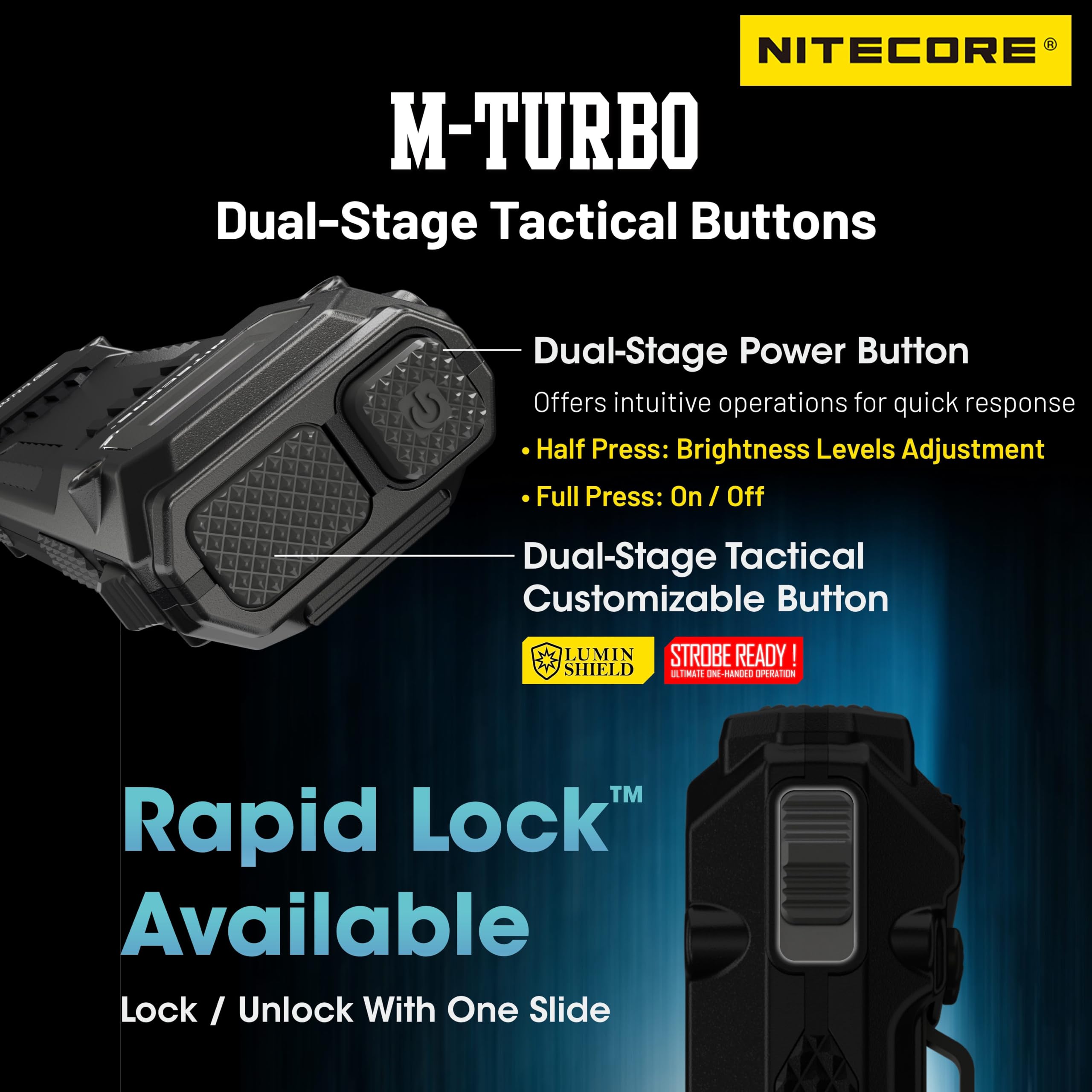 Nitecore EDC29 Lampe torche EDC ultra fine haute performance 6500 lumens avec porte-clés rétractable, Noir