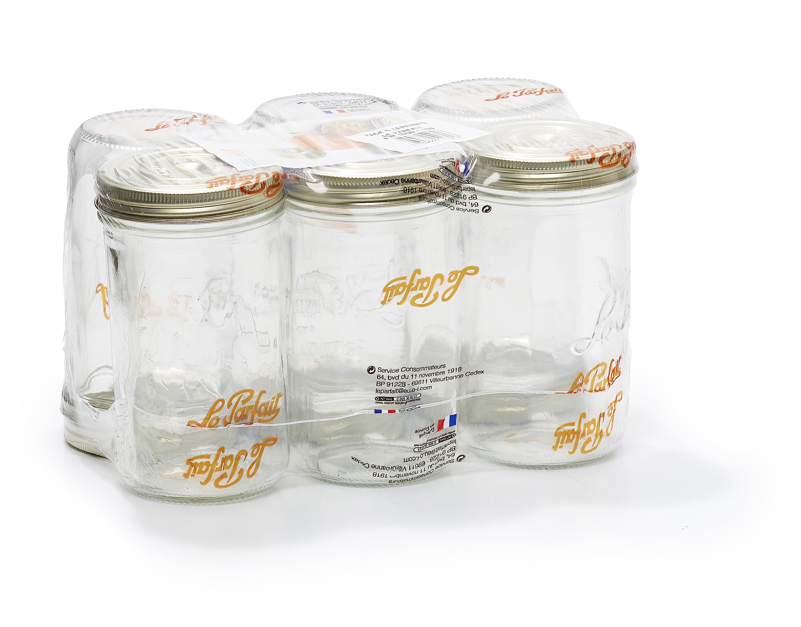 Le Parfait 1659604 Familia Wiss - Juego de 6 tarros (17,5 x 10 x 10 cm), transparente