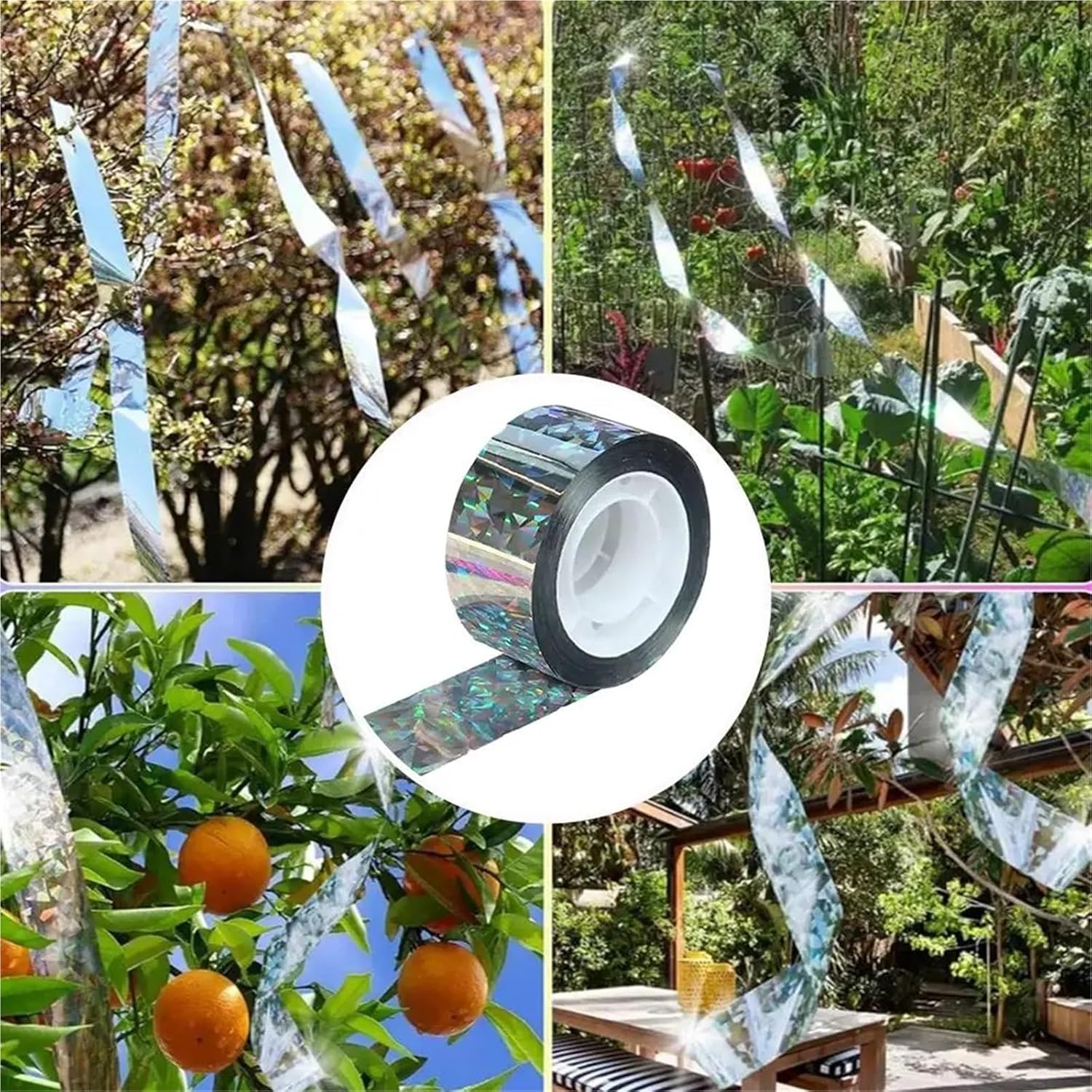 Woodpecker Deterrent for House 4 Rolls 80m Bird Scare Tape Reflective Double Sided Pigeon Deterrent Ribbon Visual Repellent for Gardens Crops Fruit Pest Control(ColorB)