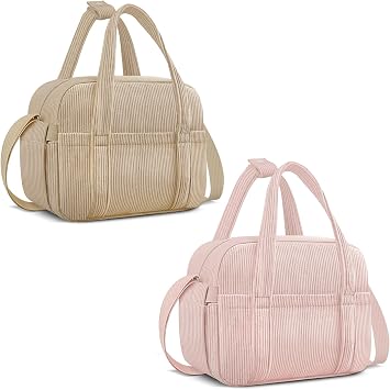 KUBYA Lunch Box Lunch Bag for Women Adults Men, Cute Insulated Lunch Bag Reusable Lunchbox Leakproof Simple Lunch Boxes Soft Corduroy Lunch Tote Bag Large Cooler Bag Containers, with Shoulder Strap