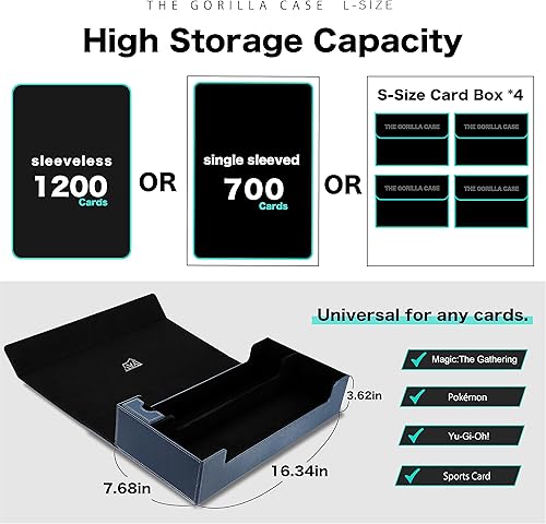 Miniatura 9 de Caja de cartón, funda de cartón, caja de cartas de cuero, tamaño grande, compatible con 550 tarjetas con funda compatible con cargador de manga