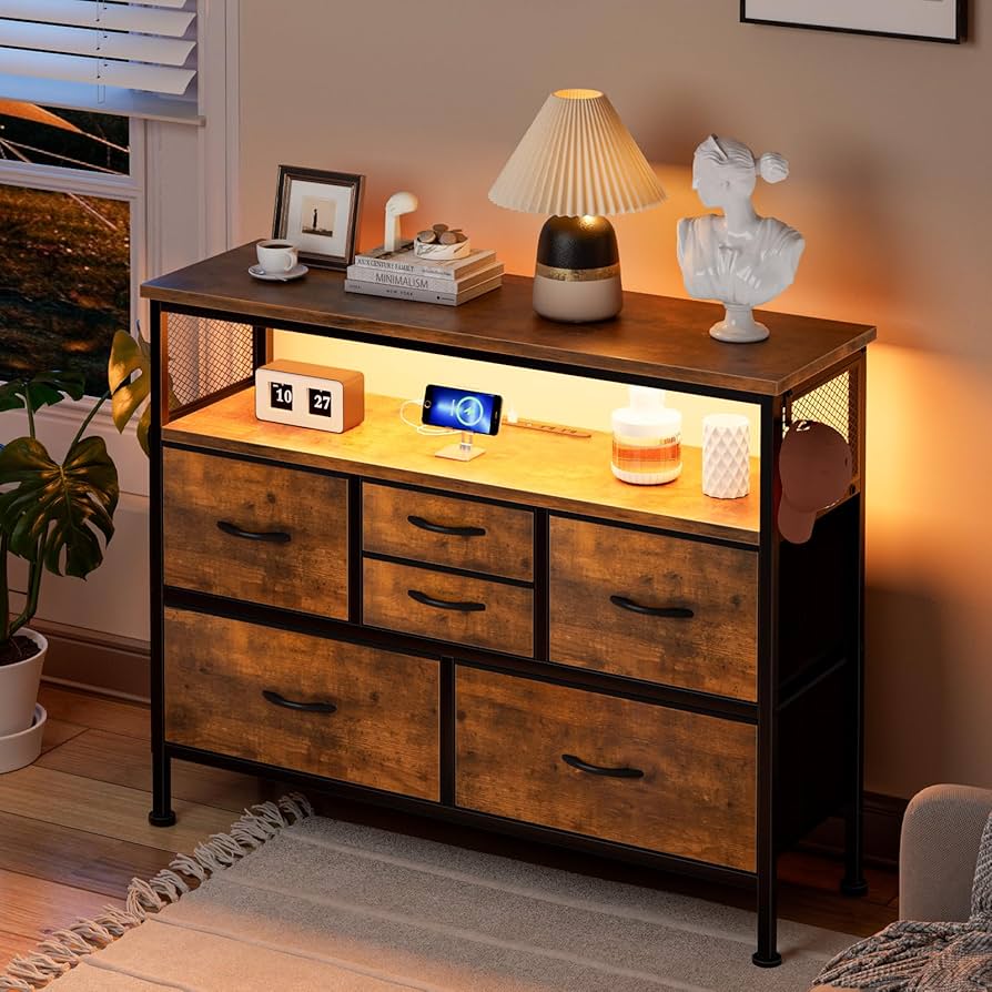 Amazon｜IKIFLY チェスト収納 箪笥 棚付き リビング収納チェスト