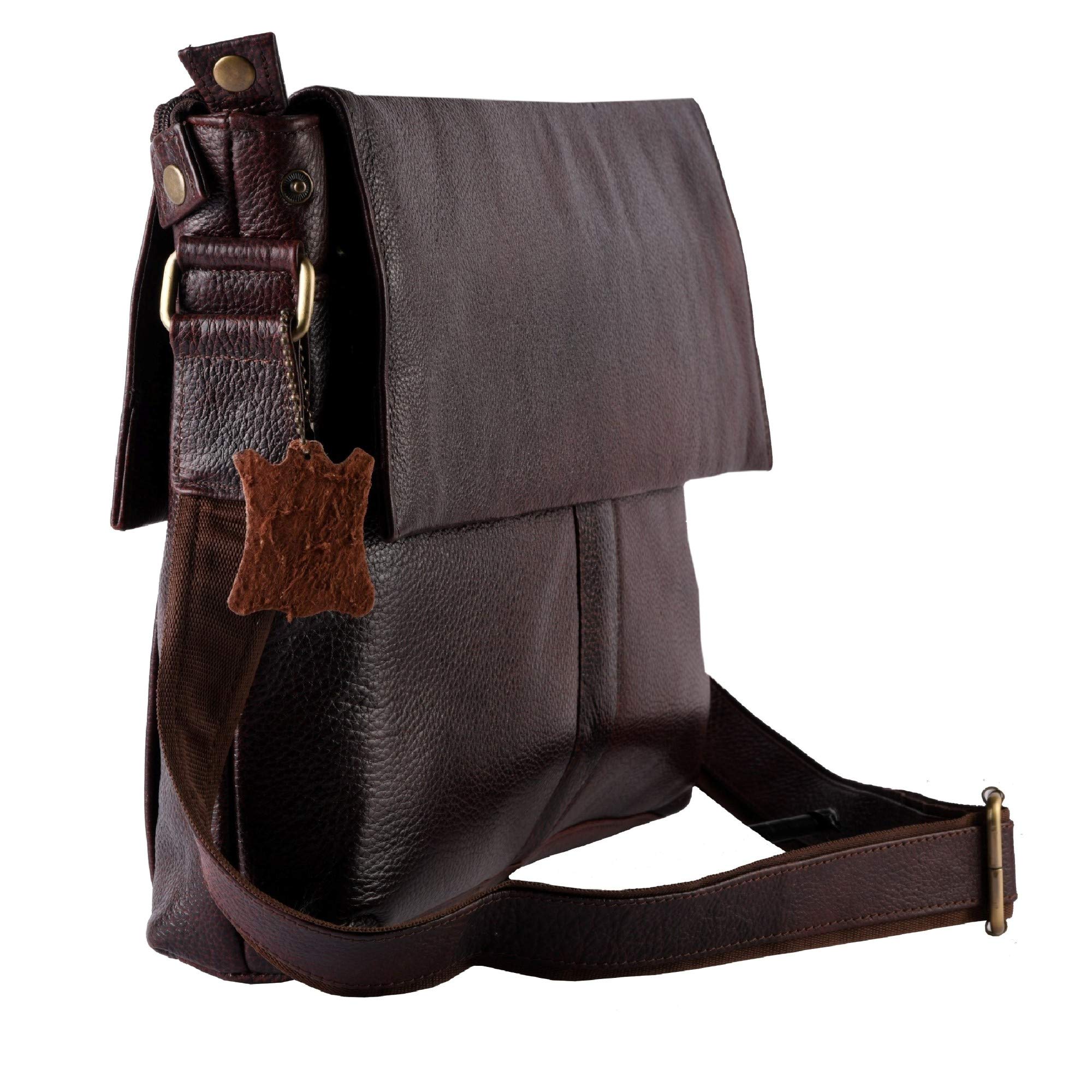 KULLI MODA Genuine Leather Men's Laptop Shoulder Crossbody Messenger Bag 15.6 inch