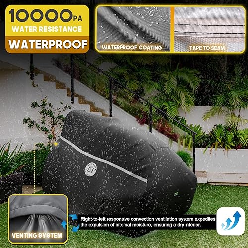 Miniatura 3 de Cubierta para cortacésped 420D, cubierta impermeable para tractor resistente para cubiertas de hasta 54 pulgadas, ajuste universal para John Deere,