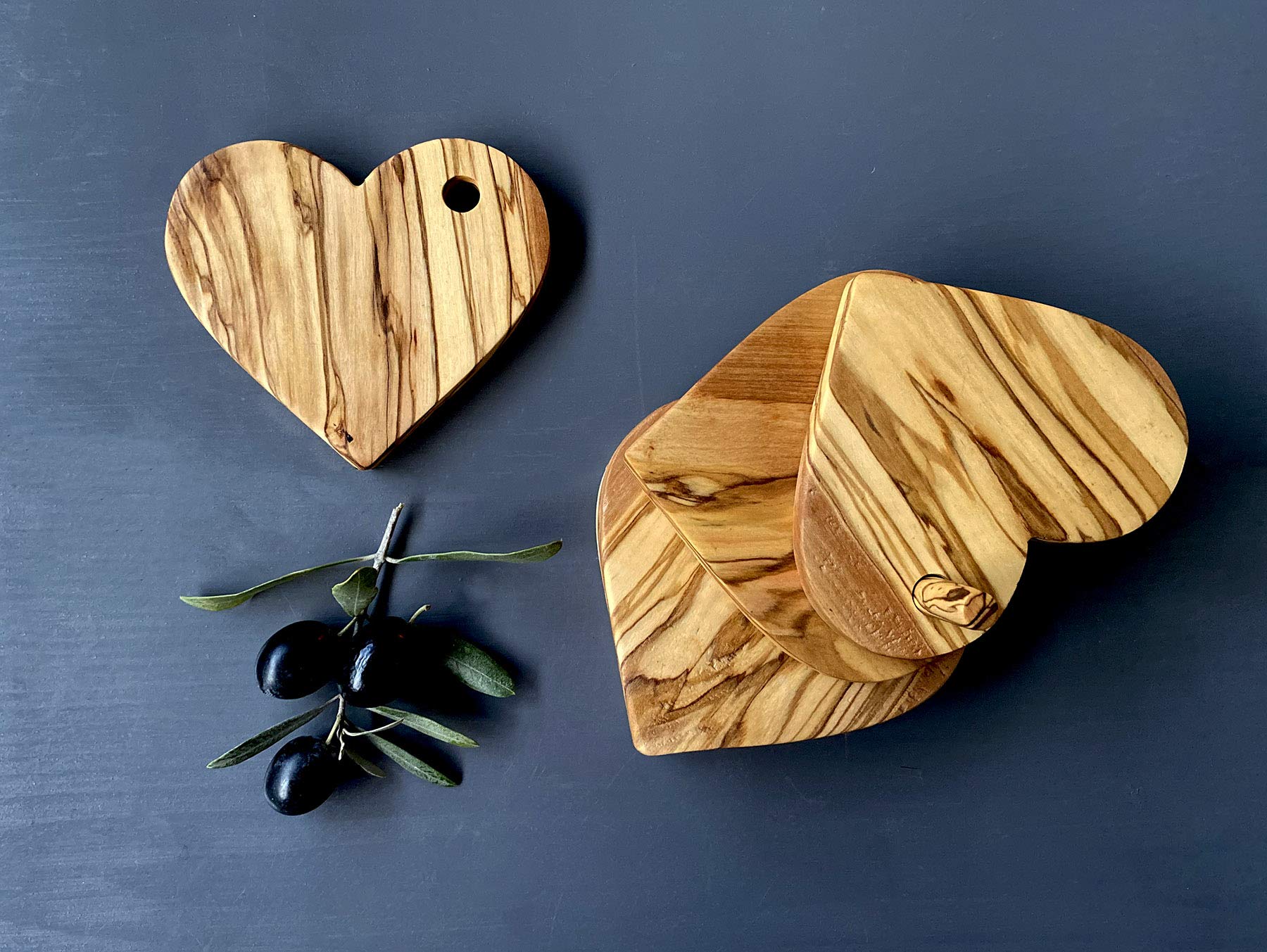 Stonebriar - Set di 6 sottobicchieri in Legno a Forma di Cuore