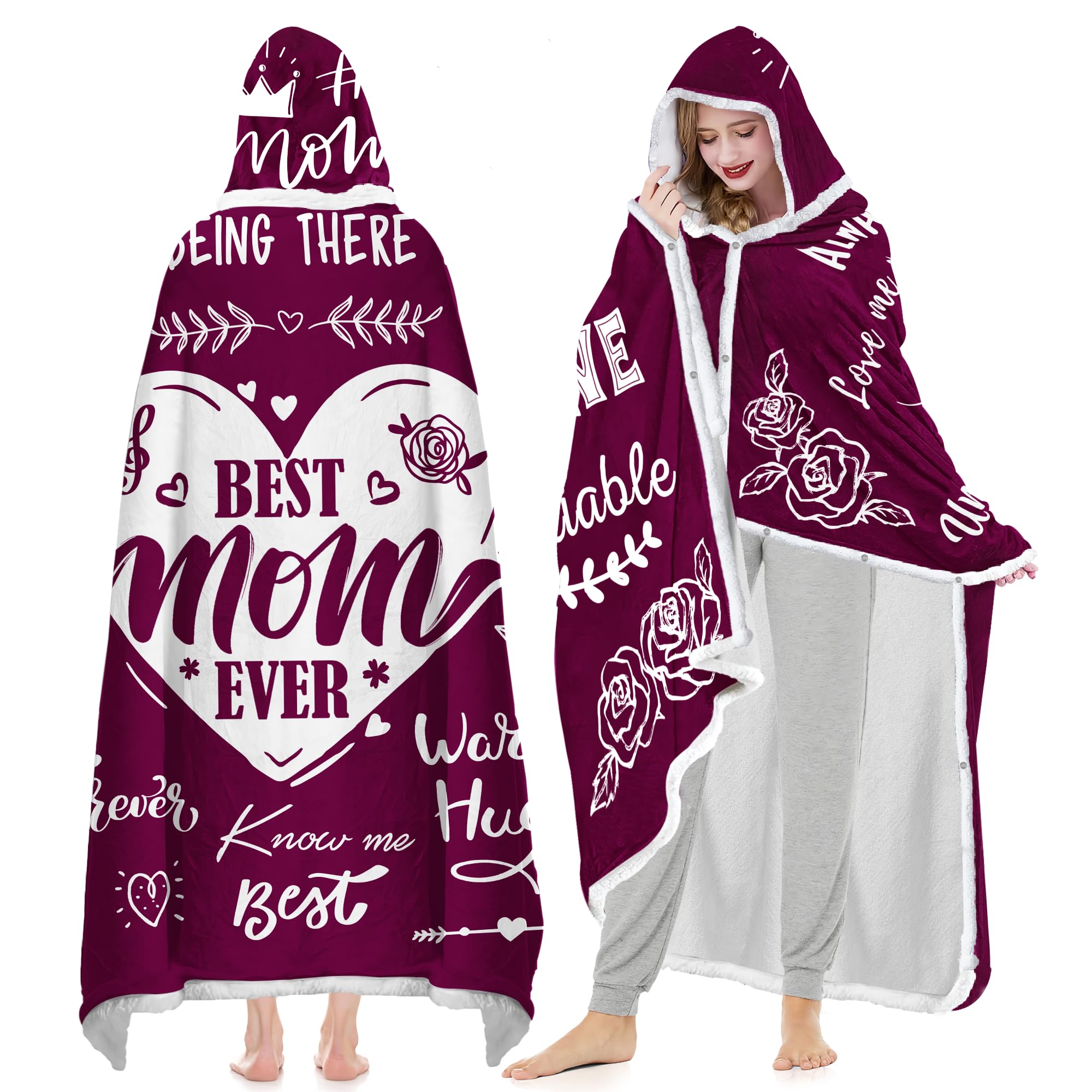 Photo 1 of Warmstorey Best Mom Ever Blanket Hoodie Mothers Day Birthday Gift for Mom – Cozy Gift for Wife, Thoughtful Gift from Daughter or Son, Soft and Warm Blanket for Mother, Mommy, or Mama