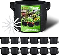 Vista 13 de PHYEX Paquete de 12 bolsas de cultivo de 20 galones, macetas de tela resistente con asas, bolsas reutilizables para verduras, hierbas y flores, sin