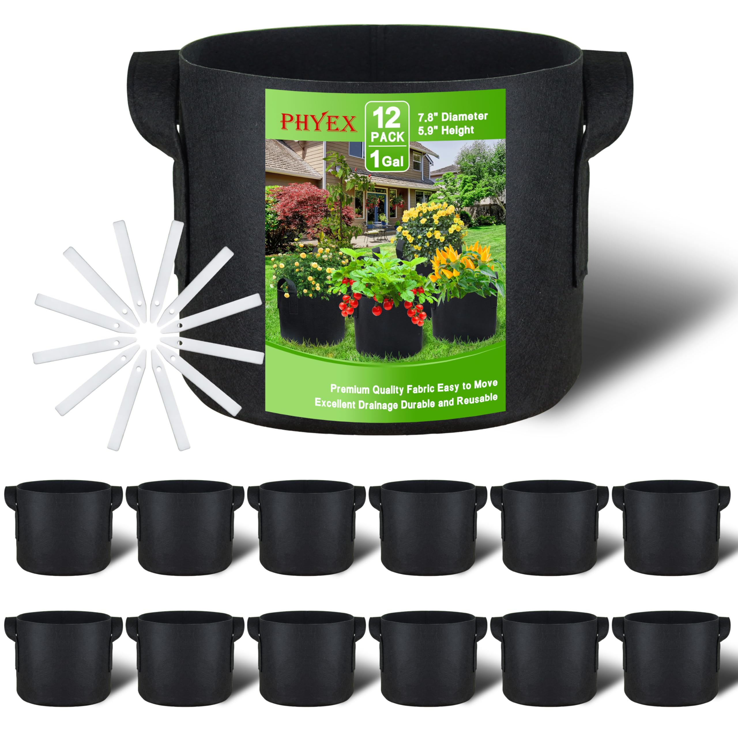 PHYEX 12-Pack 1 Gallon Nonwoven Grow Bags