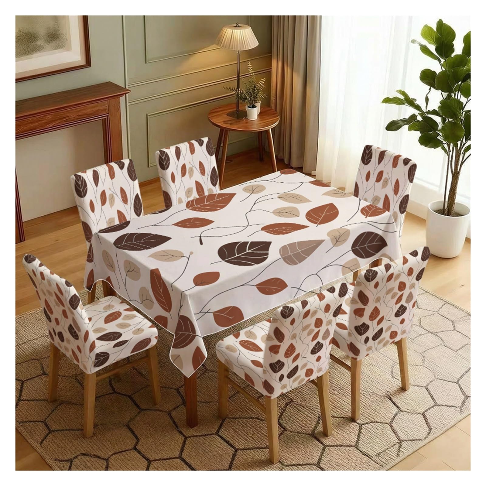 Nappe et housses de chaise ambiance chaleureuse pour créer un cocon d'automne chez soi