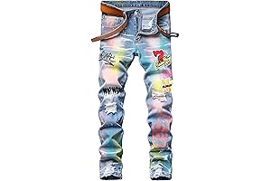 Baylvn Men's Urban Straight Slim Fit Patchwork Jeans