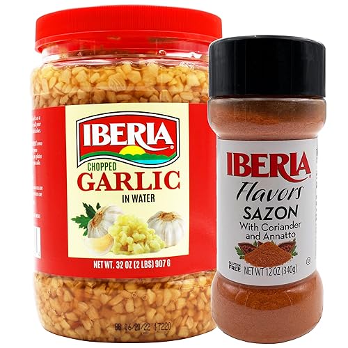 Iberia Sazon con annatoo y cilantro, 12 onzas + ajo picado Iberia en agua, 32 onzas