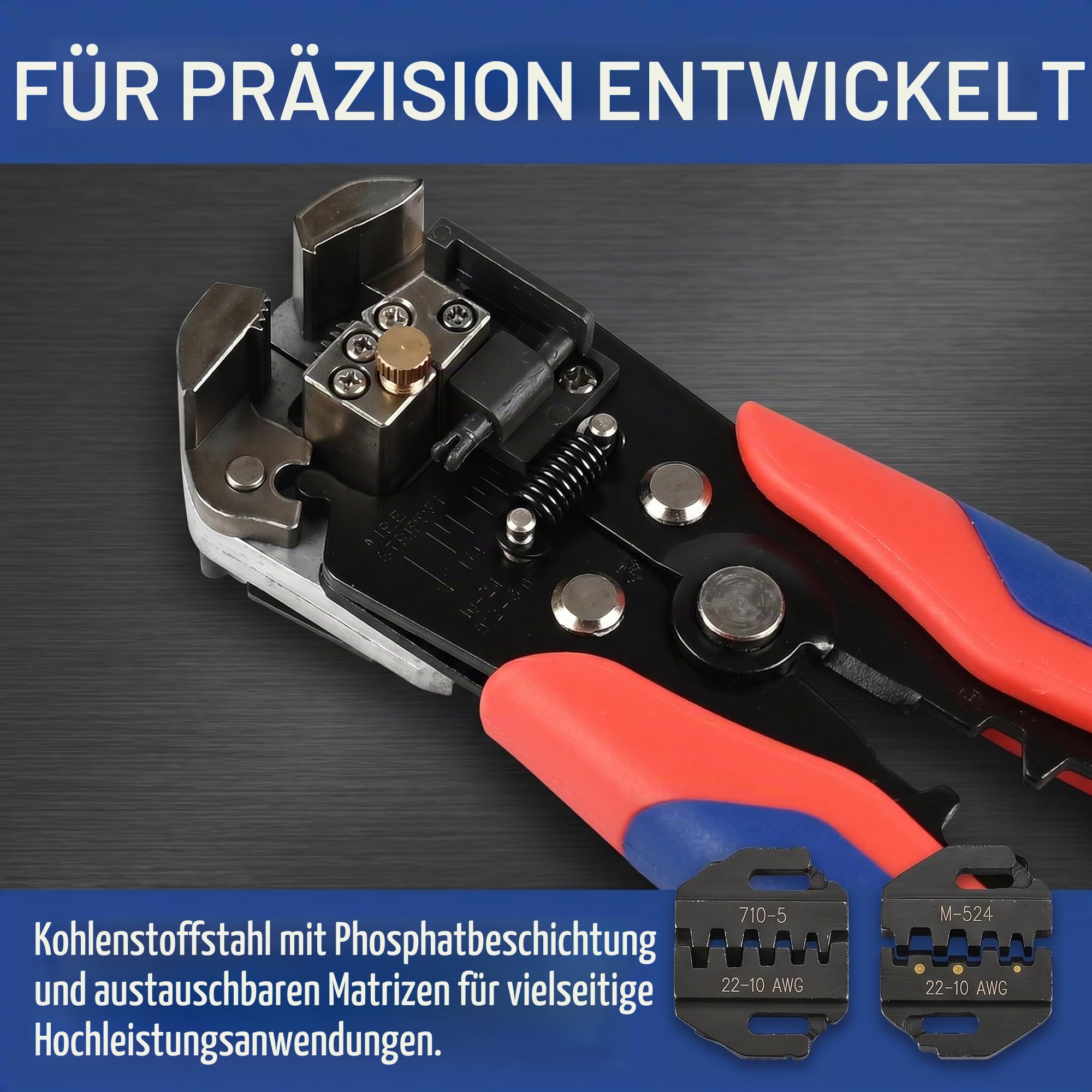 Crimpzange Wechselbacken Set mit 6 Köpfen,Elektrische Kabelschuhzange