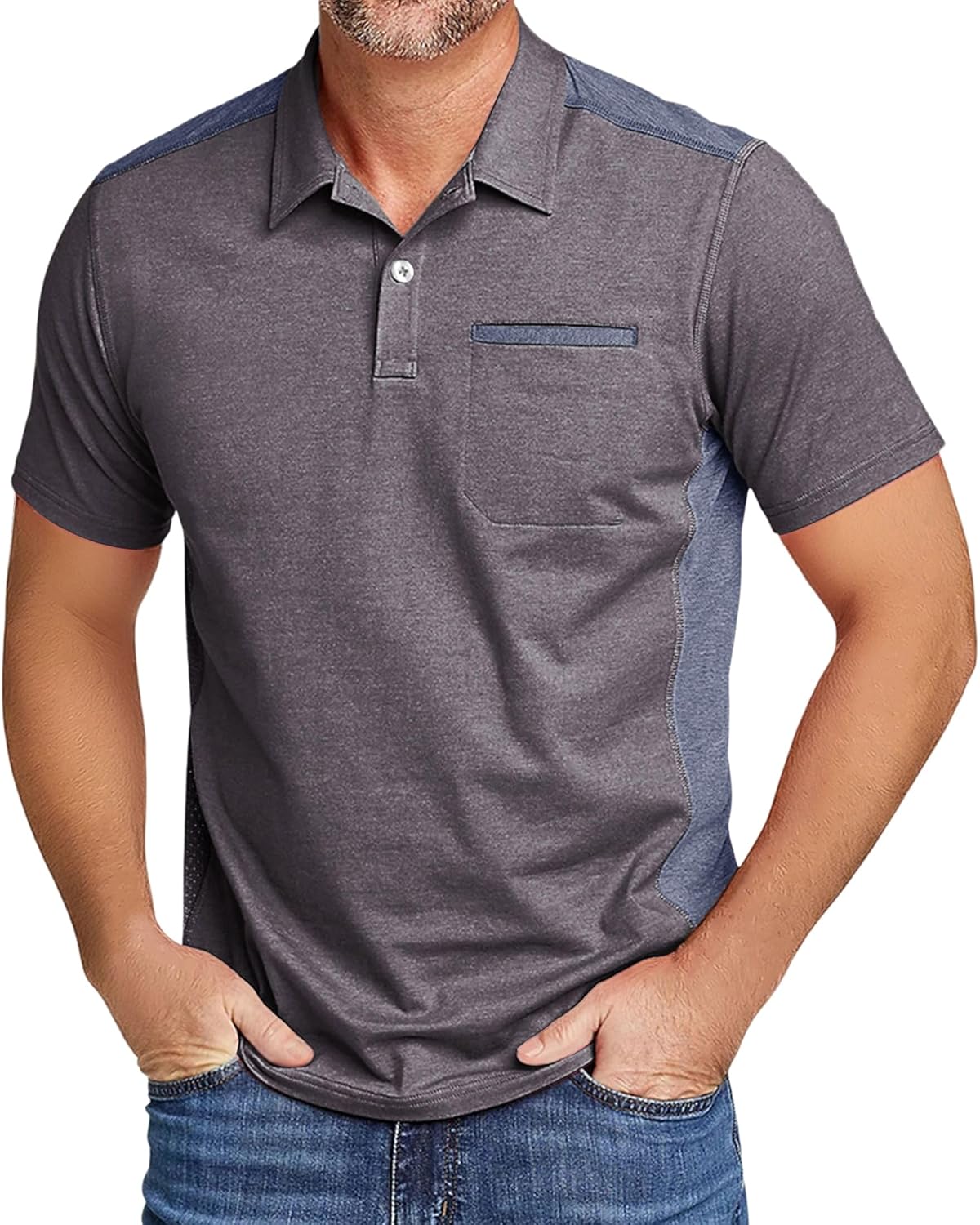 SWISSWELL Polo Shirts for Men with Pocket Short Sleeve Lightweight Performance Golf Shirt Mesh Summer Casual Shirt