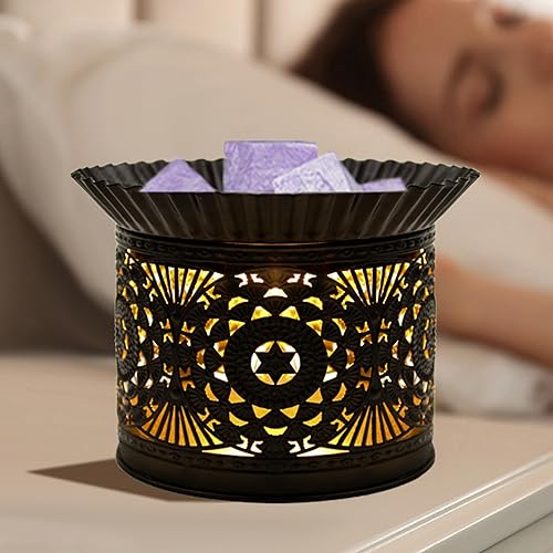 CVHOMEDECO. Calentador eléctrico de cera derretida, calentador de metal con recortes, calentador de velas decorativo para velas perfumadas, cera