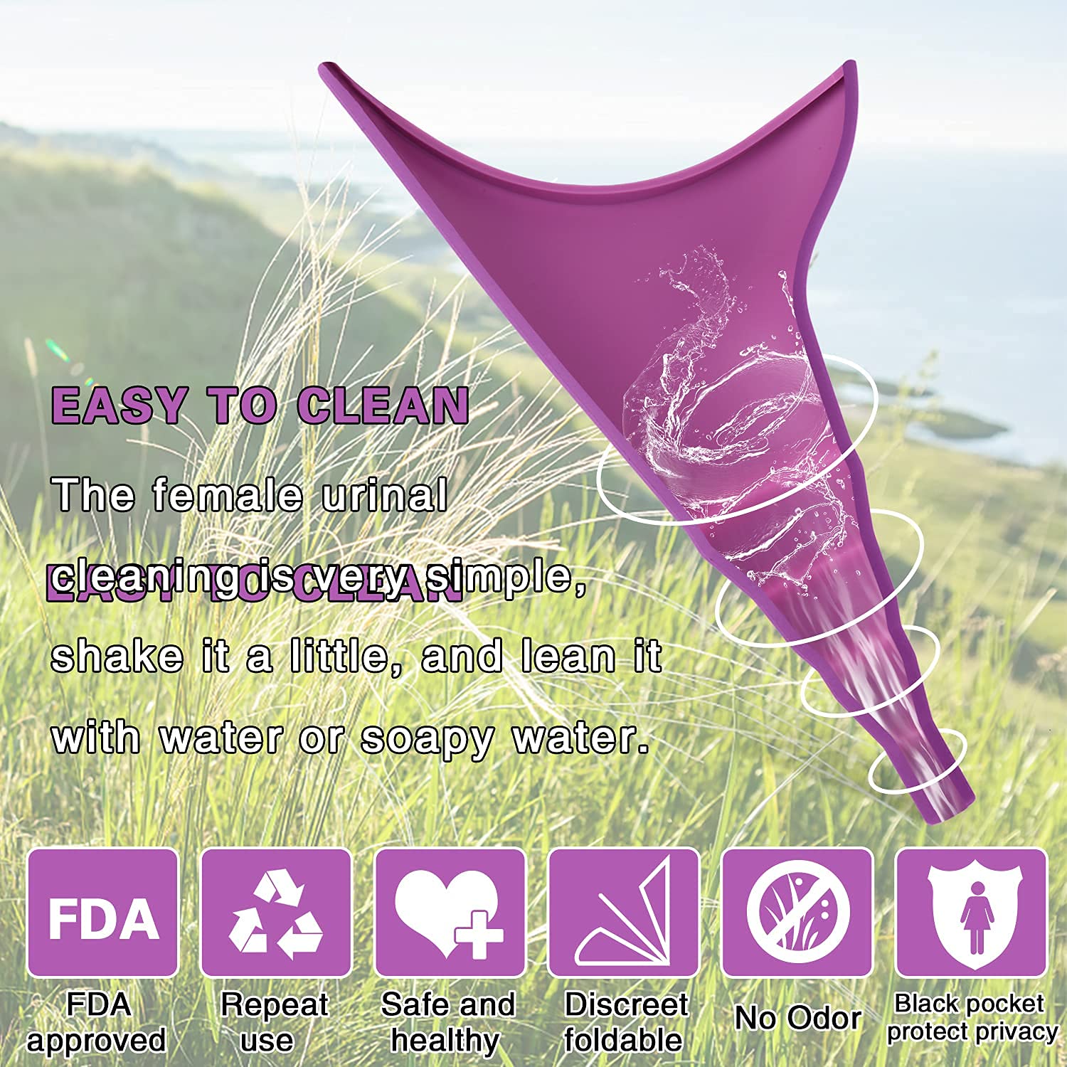 Urinella Pour Femme Zyklusheldin – Kit Complet 4 Pièces, Silicone, Réutilisable, Pour Uriner Debout En Extérieur