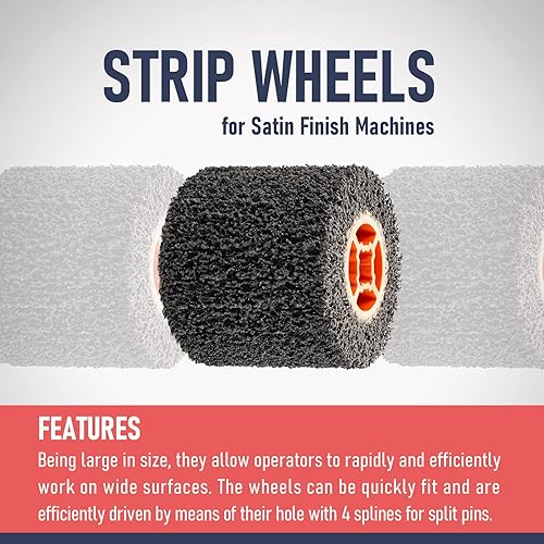 Miniatura 6 de Ruedas negras con solapa limpiadora, tambor de tira, 4.331 x 3.937 in, 4 pulgadas, para decapado, eliminación de óxido, pinturas, esmaltes,