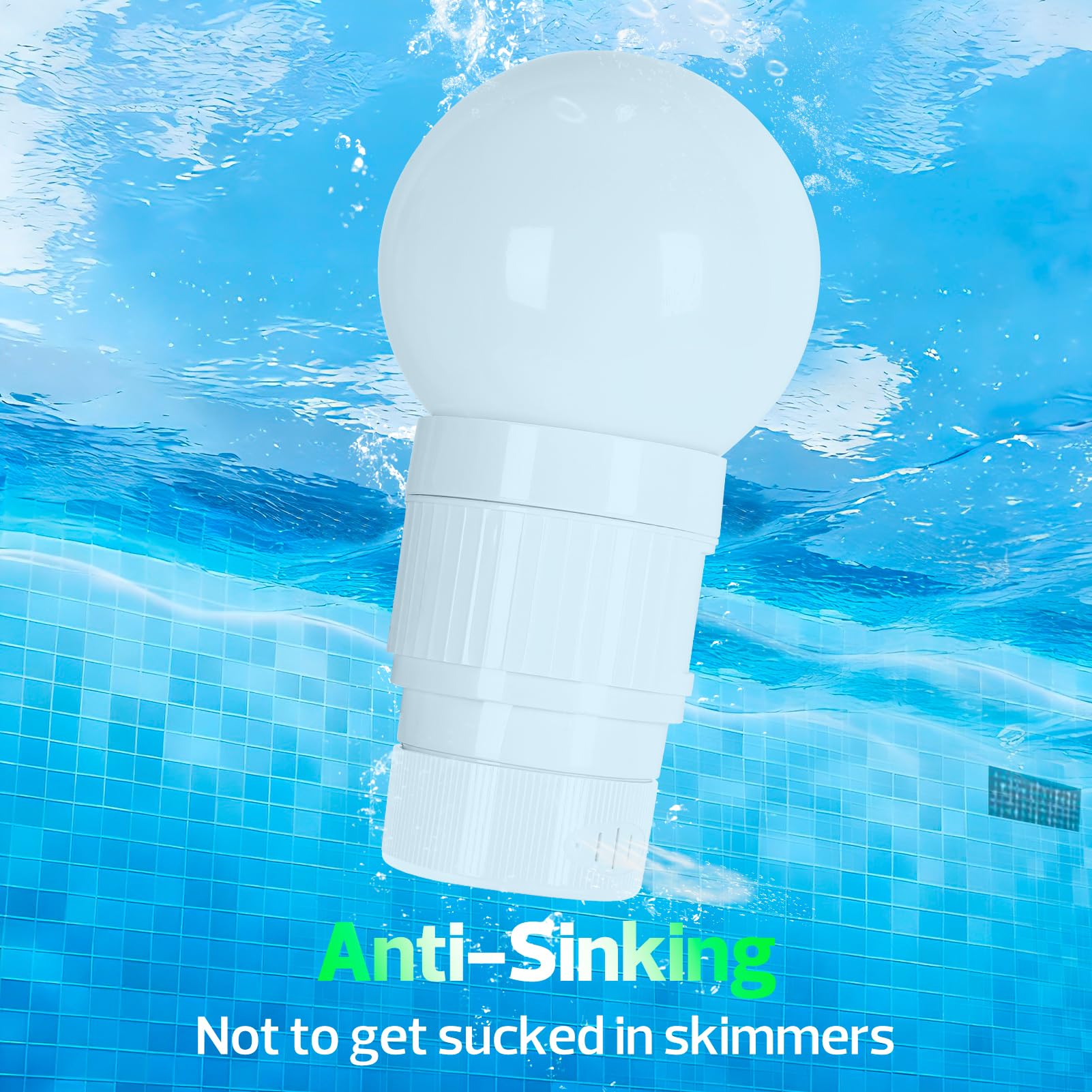 Flotador solar de cloro para piscina, flotador de cloro con luz, flotador de tabletas de cloro que brilla en la oscuridad, blanco llama, 11 pulgadas