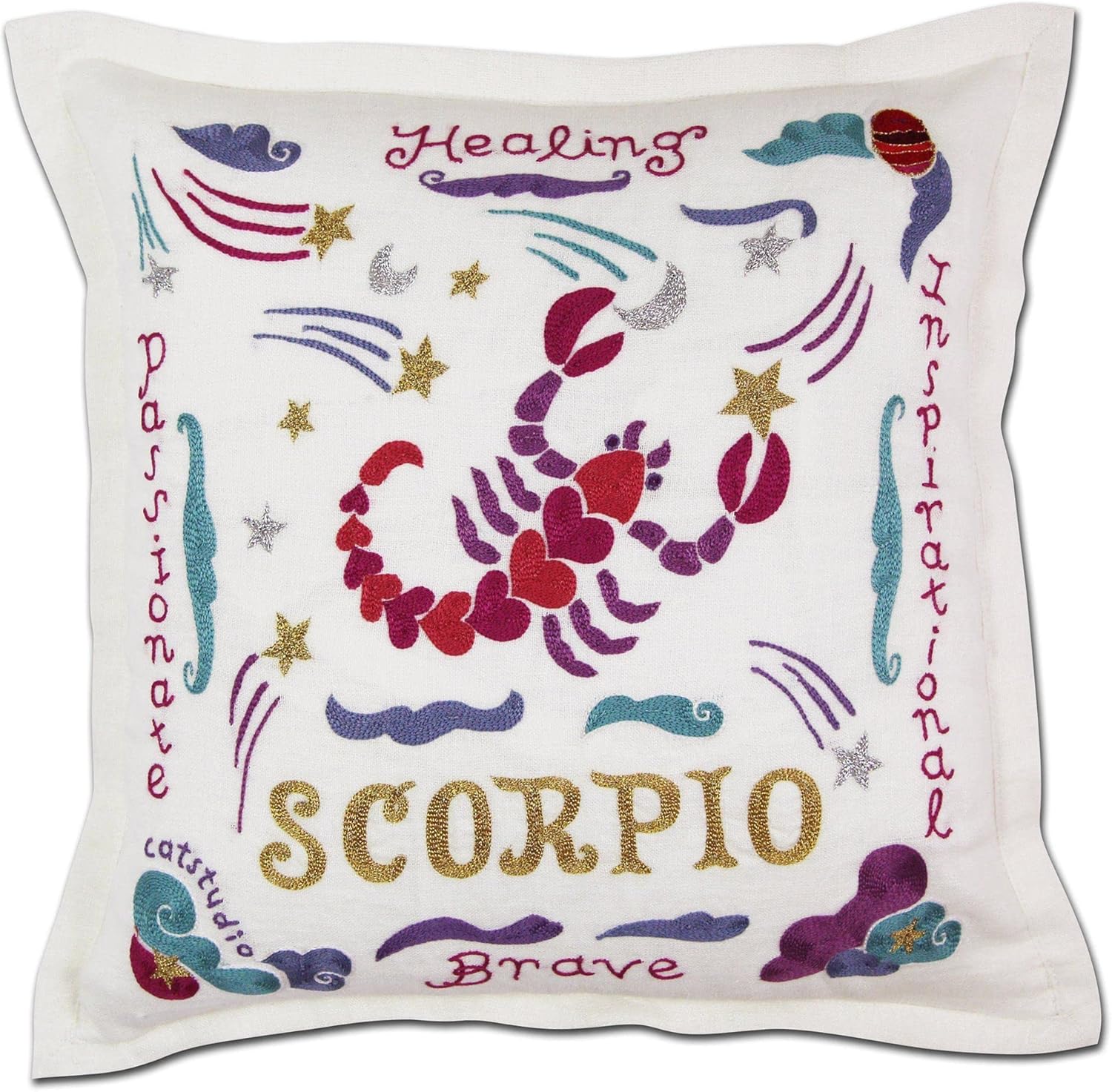 Catstudio Scorpio Astrology Hand-Embroidered Pillow Decorative Throw Pillow