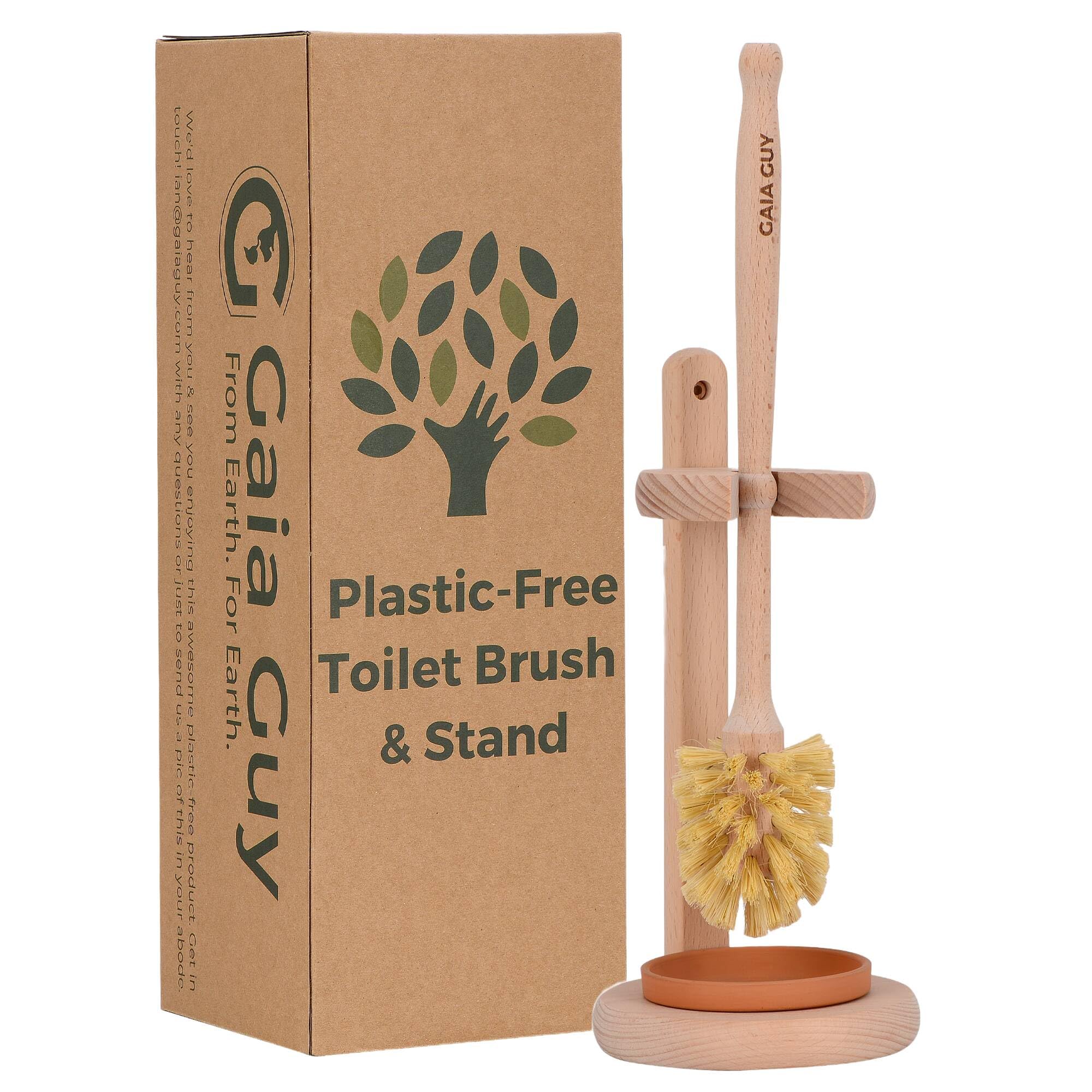 Gaia Guy Beech Wood Toilet Brush - Sisal Bristles Toilet Scrubber - Natural Bristles and Wood Handle are Compostable and Biodegradable - Plastic-Free