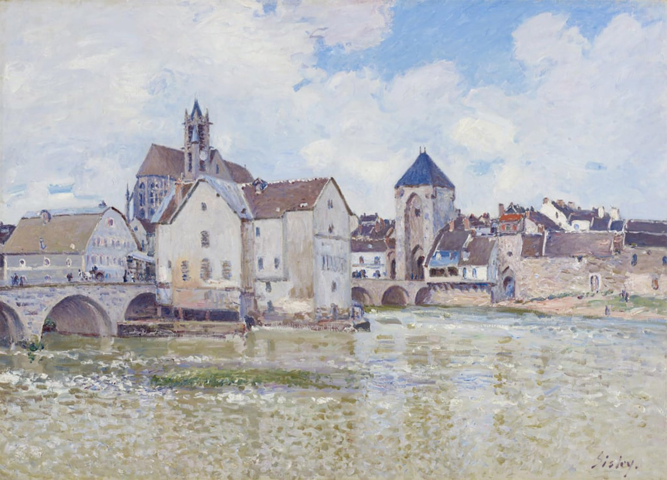 SERENDIPITP Abstract Painting Mural Print Picture Wall Decor Painting the Bridge of Moret by Alfred Sisle Vintage Wall Artwork for Home Decor 60x90cm