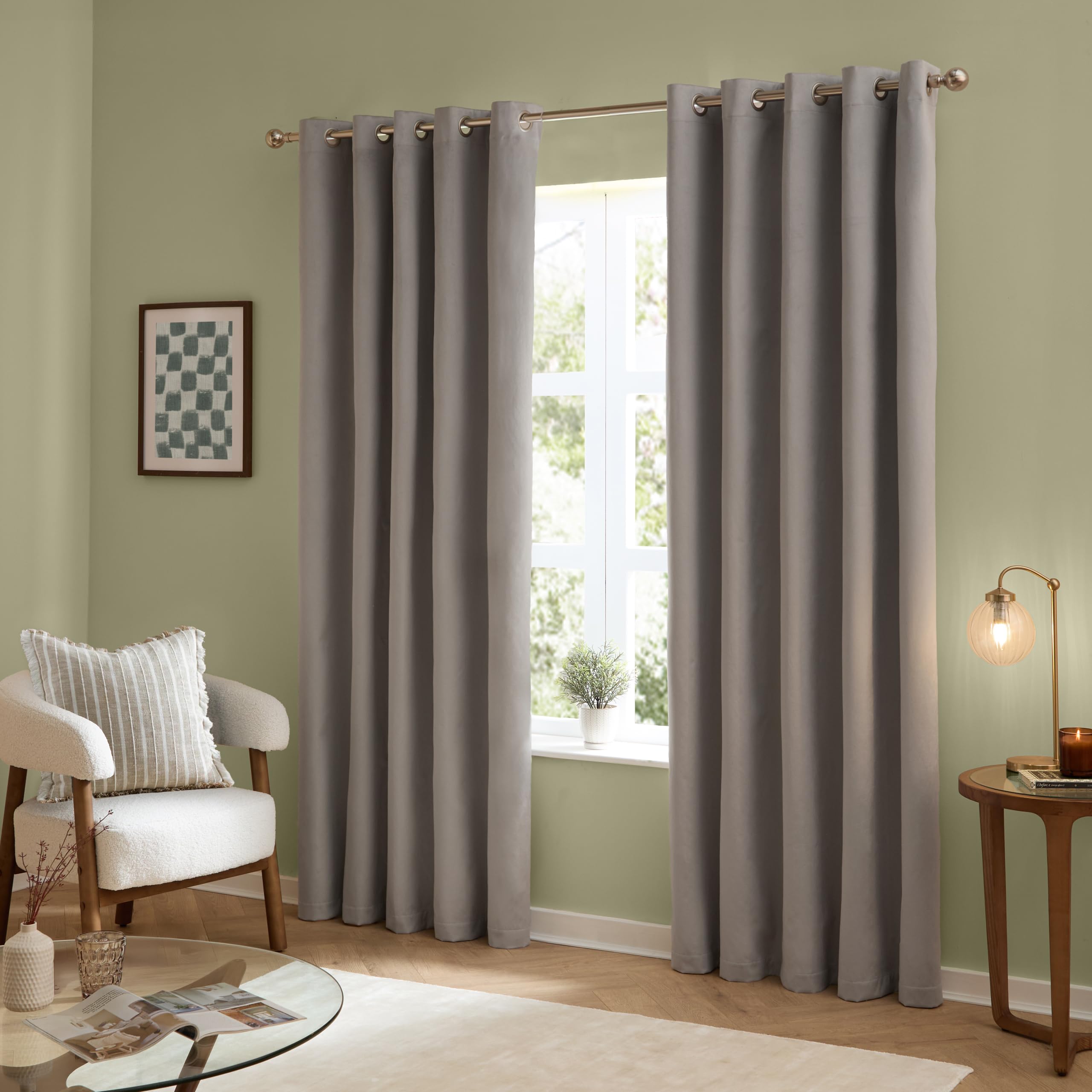 Furn The Ultimate Velvet Blackout Eyelet Curtains Silver Size 229 X 137C