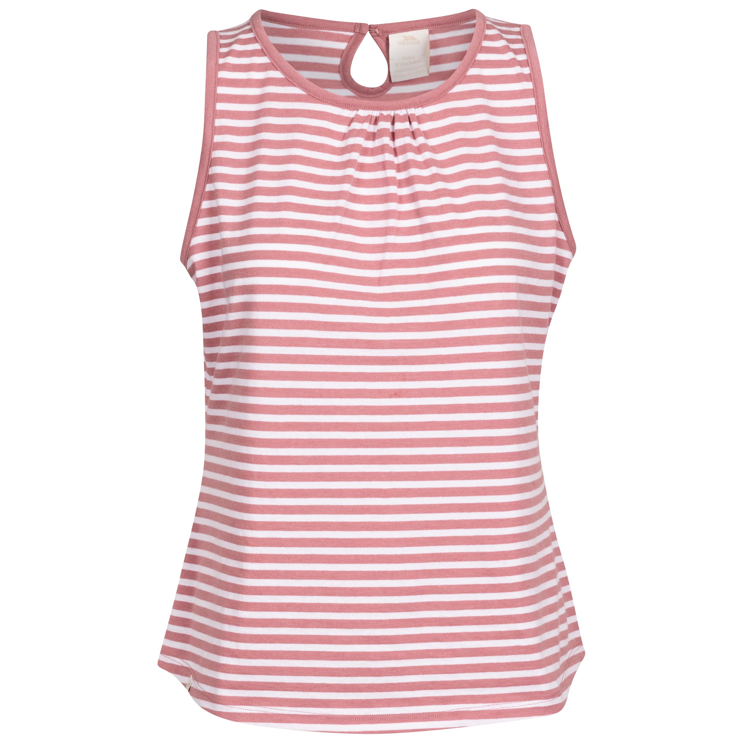 Trespass Women's Light Mulberry Stripe Casual Vest Top Kelly - Yarn Dyed Stripe Tank Top, Sleeveless Top With Keyhole Button Fastening, Round Neck Vest Top, Cami Vest
