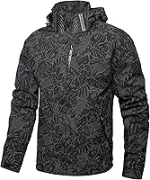 Vista 8 de Chaqueta impermeable ligera para hombre, chaqueta impermeable con capucha para exteriores, senderismo, cortavientos