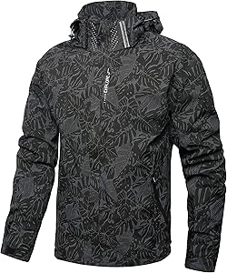 Hikevitang Men's Lightweight Waterproof Rain Jacket,Shell Hooded Outdoor Raincoat Hiking Windbreake jacket