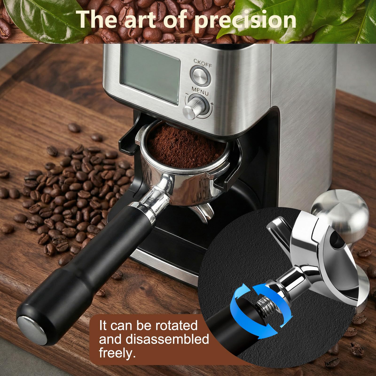 Portafiltro 51 mm con 3 Orejas y Doble Caño Compatible con DeLonghi Dedica EC680/EC685/EC885 – Acero Inoxidable 304 y Mango ABS, Fácil de Limpiar (Negro)