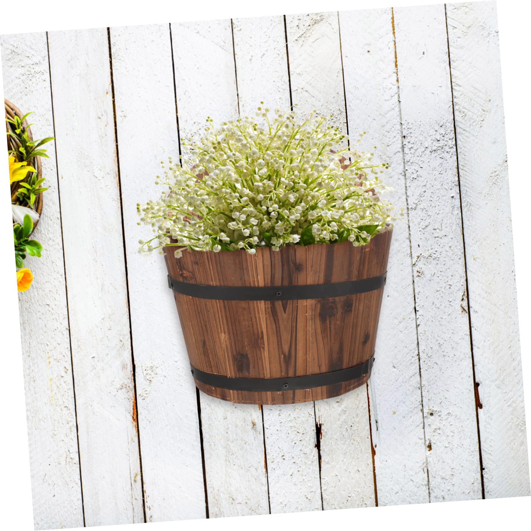 Vaso da Fiori Sospeso in Legno per Esterni e Interni, Portavaso da Parete Salvaspazio, Fioriera da Appendere al Muro per Balcone, Decorazione Contemporanea e Resistente