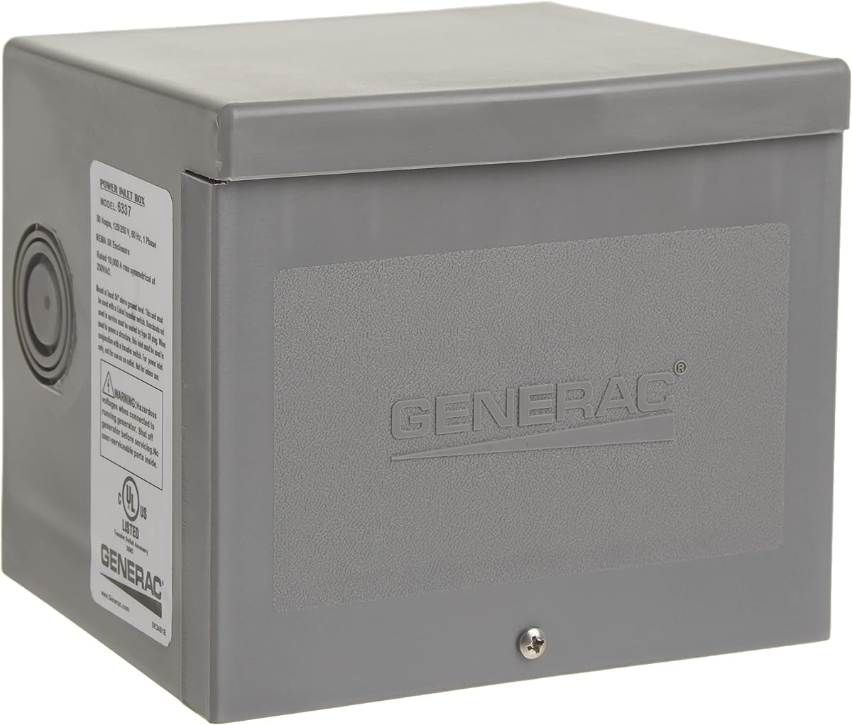 Generac 6337 Caja de entrada de energía hermética de 30 amperios 125/250 V | Caja de entrada de generador exterior hermética a la lluvia, 30 amperios 125/250 V, compatible con interruptor de transferencia, carcasa resistente a la intemperie, fácil instalación