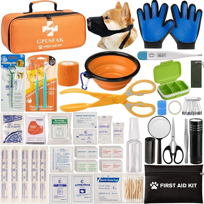 Pet Supplies GPUSFAK Pet First Aid Kit for Dogs & Cats Pet