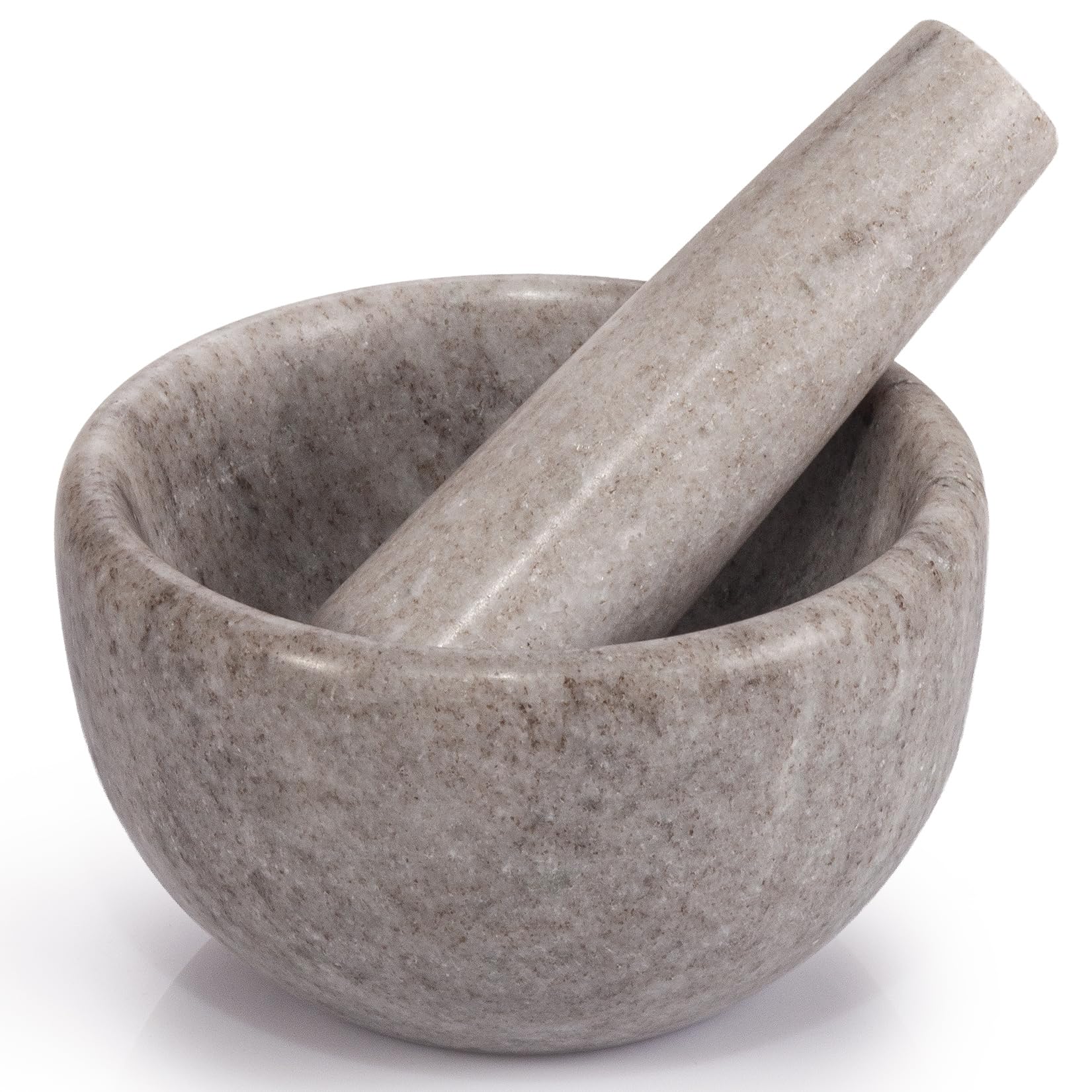 EHC Marble Mortar Pestle Set, Premium Herb Spice Grinder, Nut Seed Crusher, Kitchen Cooking Tool, Elegant Countertop Decor, Compact Multifunctional Blender - Natural