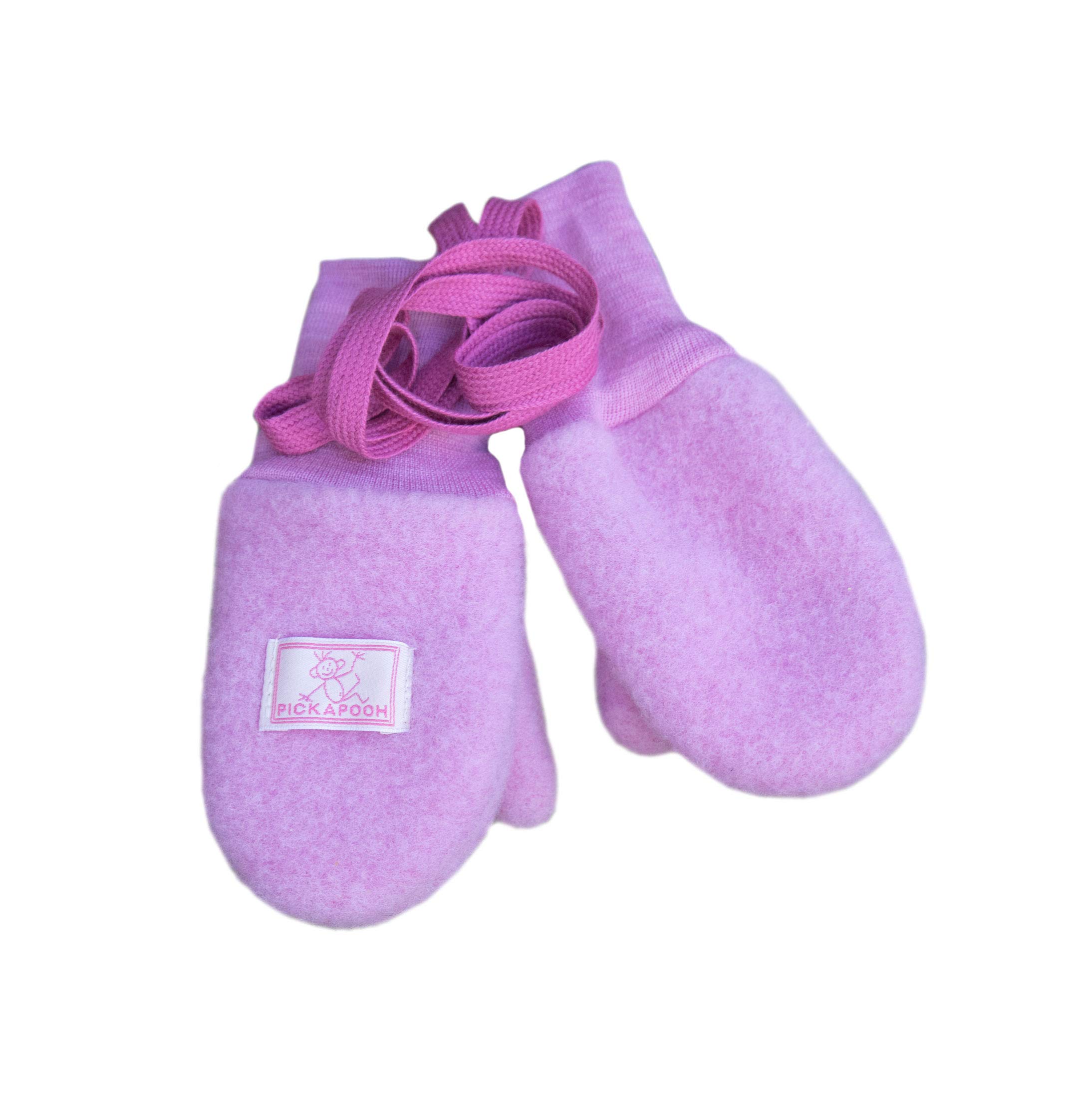 PICKAPOOH Fäustlinge, 100 % Merinowolle, für Babys und Kinder, Fleece- Handschuhe, Armwärmer für den Winter Gr. XS, rose Fashion