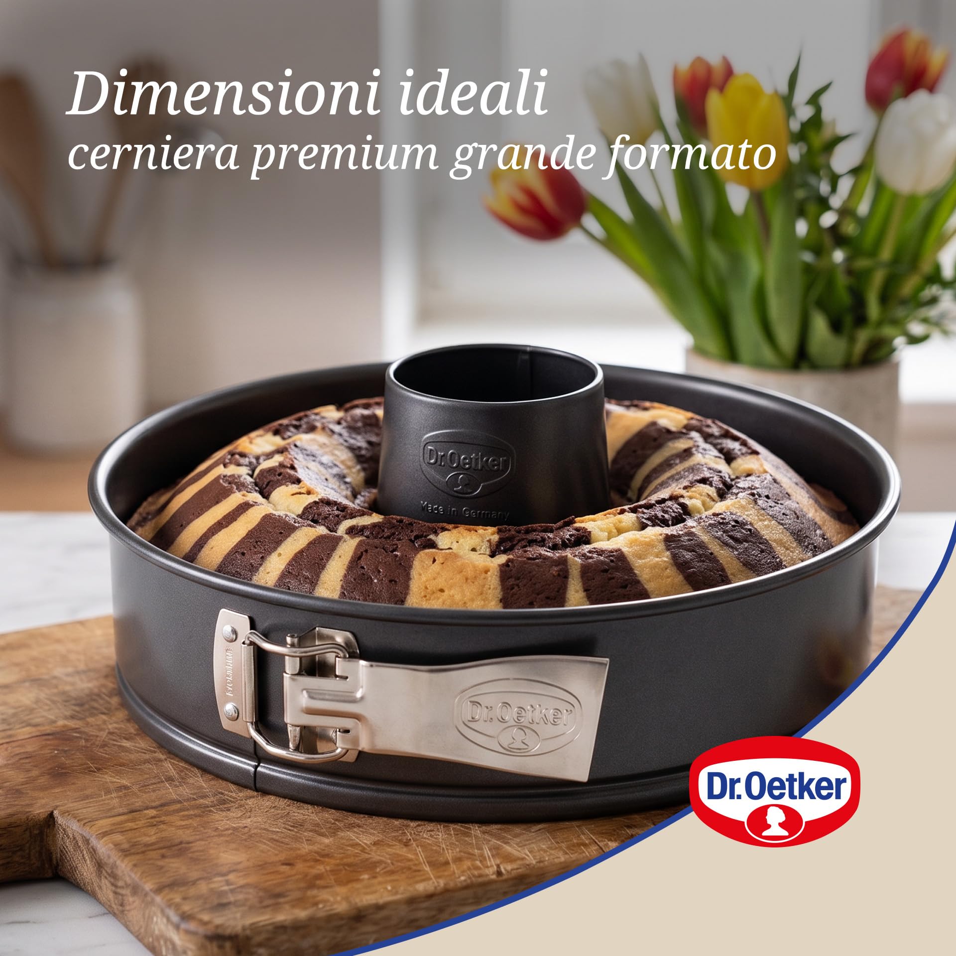 Dr. Oetker Dr.Oetker Tortiera apribile 2 Fondi ø24 cm, Tradition Rivestimento Antiaderente (Colore: Nero), quantità: 1 Pezzo, Alluminio, 24 cm